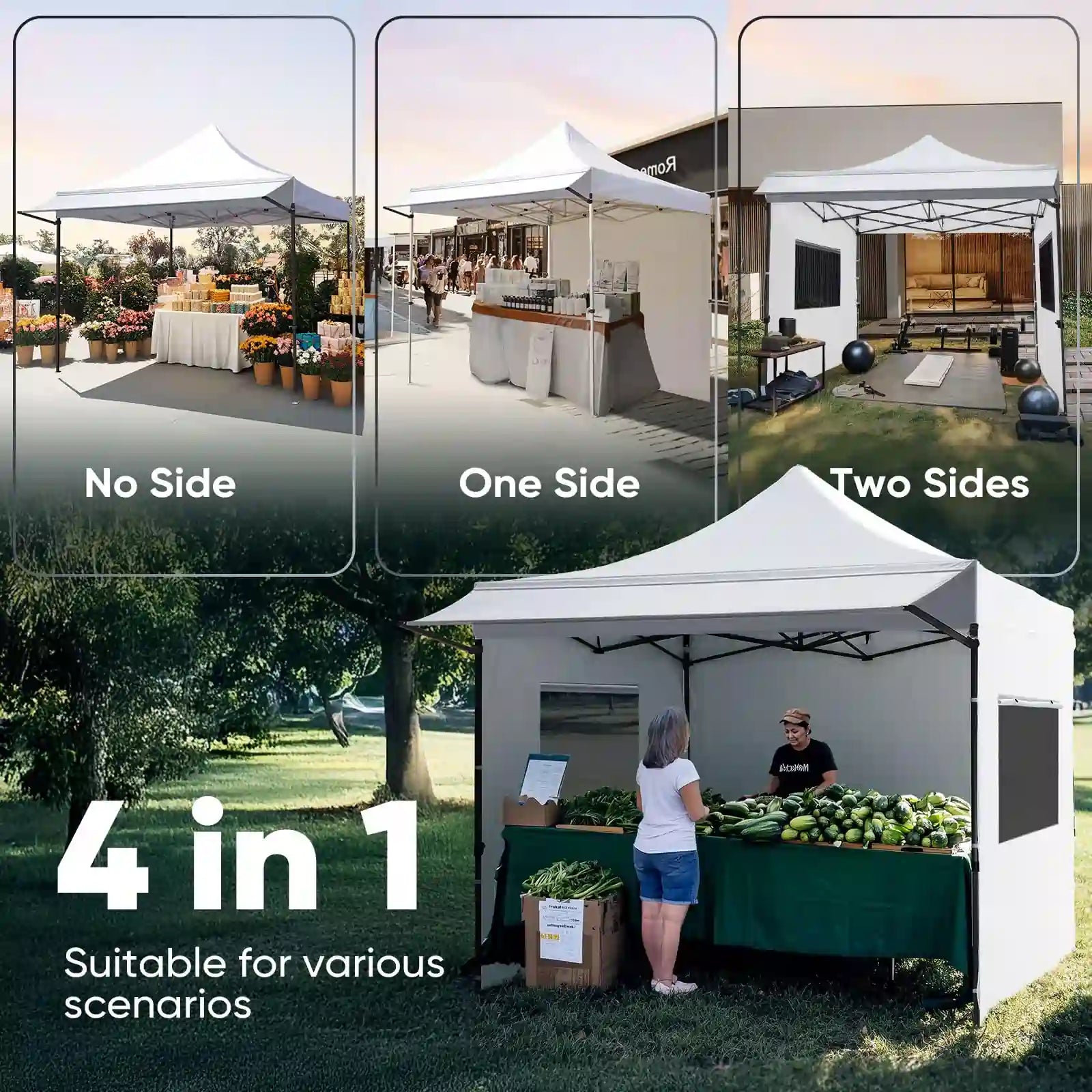 4 in 1 styles#style_10x10 With Awning-White