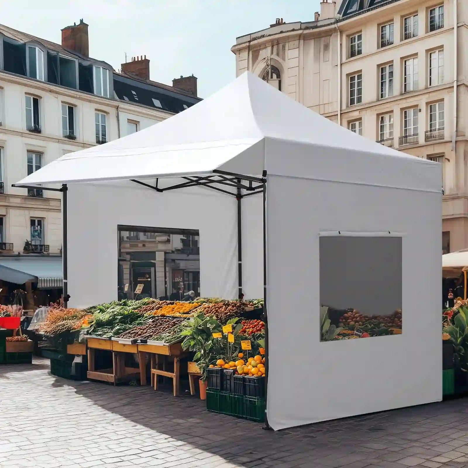 Commercial Grade Instant Shelter with Wheeled Bag#style_10x10 With Awning-White