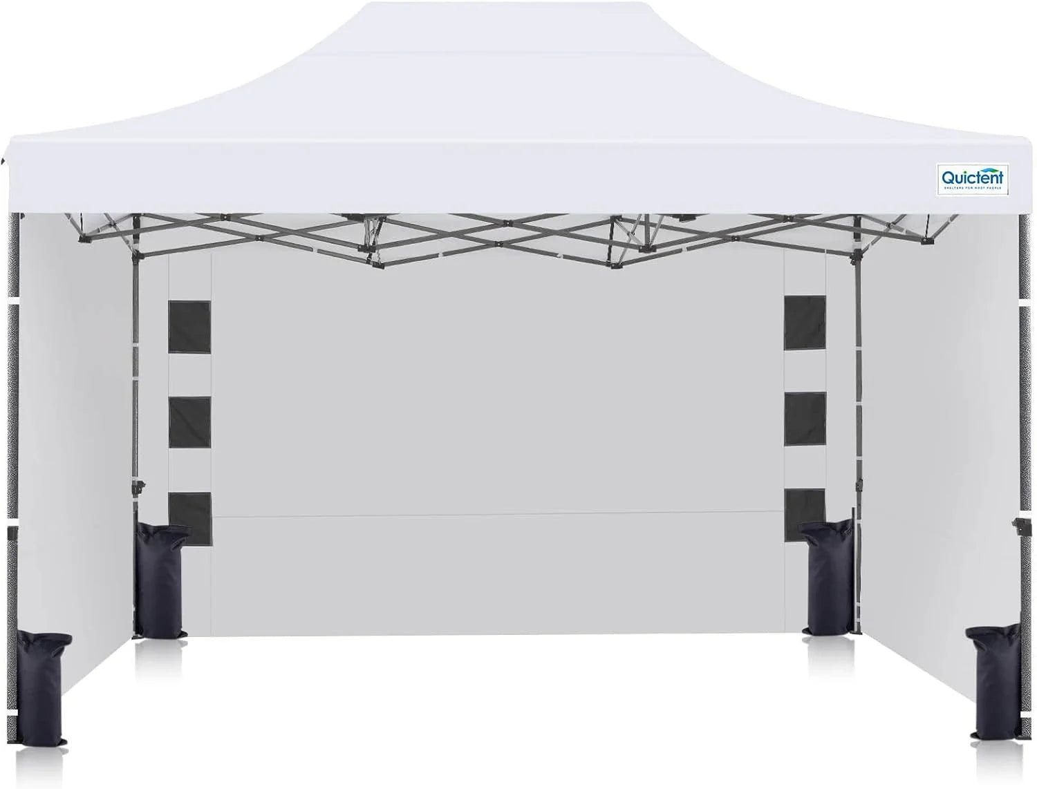 Quictent 10'x15' Heavy Duty Pop up Canopy White#style_10x15 With 3 Sidewalls-White
