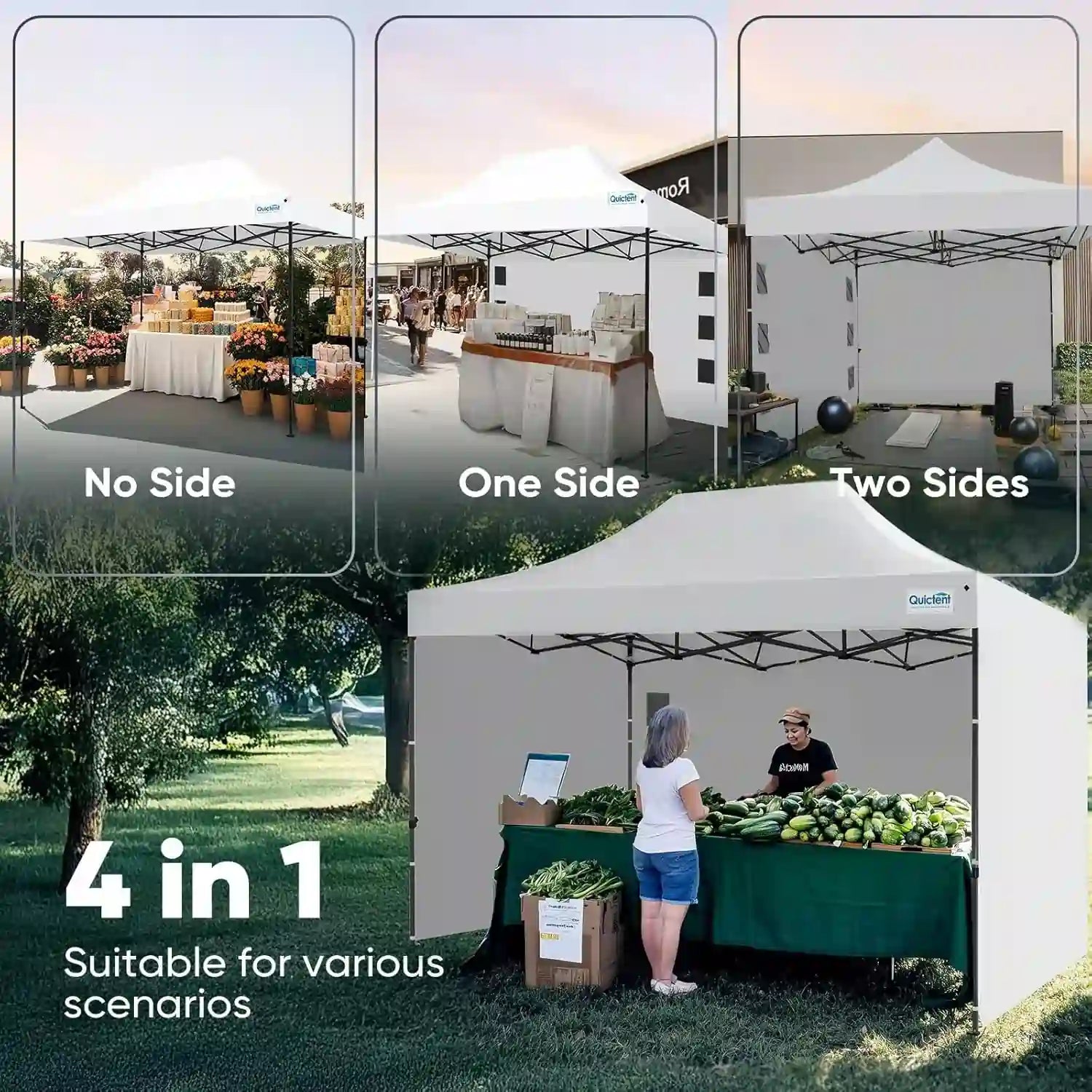 Commercial Grade Instant Shelter for Outdoor, Parties, Markets#style_10x15 With 3 Sidewalls-White