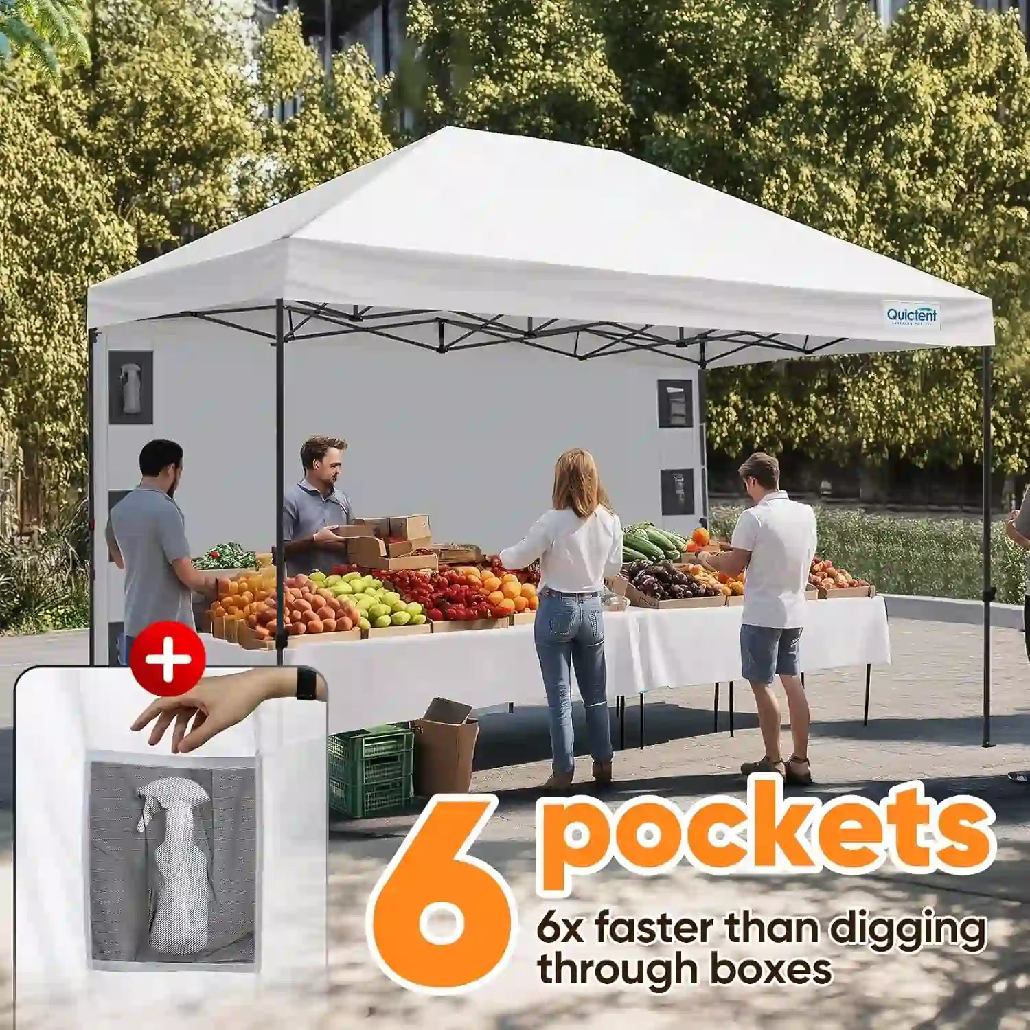6 pockets#style_10x15 With 3 Sidewalls-White