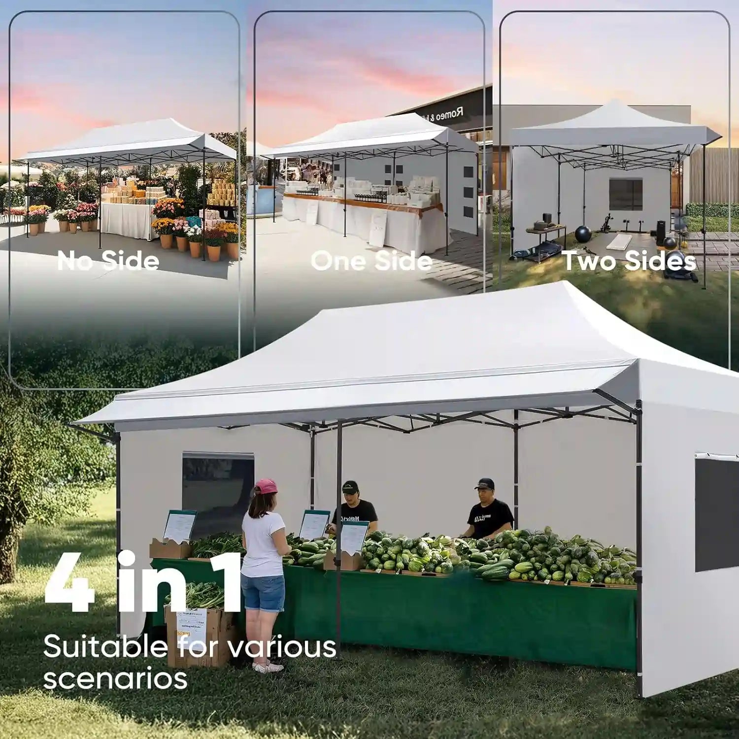 perfect for camping trips, music festivals, and tailgate parties#style_10x20 With Awning-White
