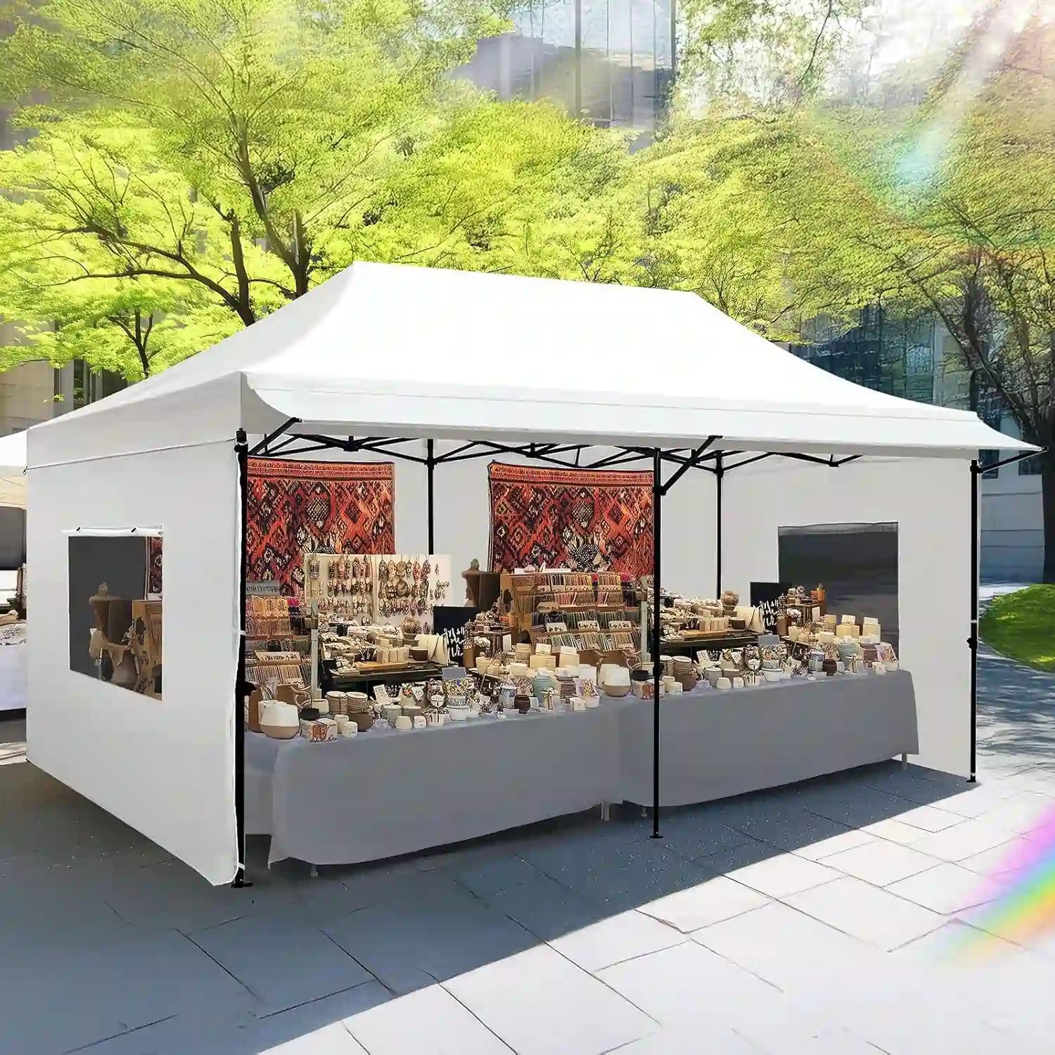 Safeguards your trade shows, beach vendors, and disaster relief operations#style_10x20 With Awning-White