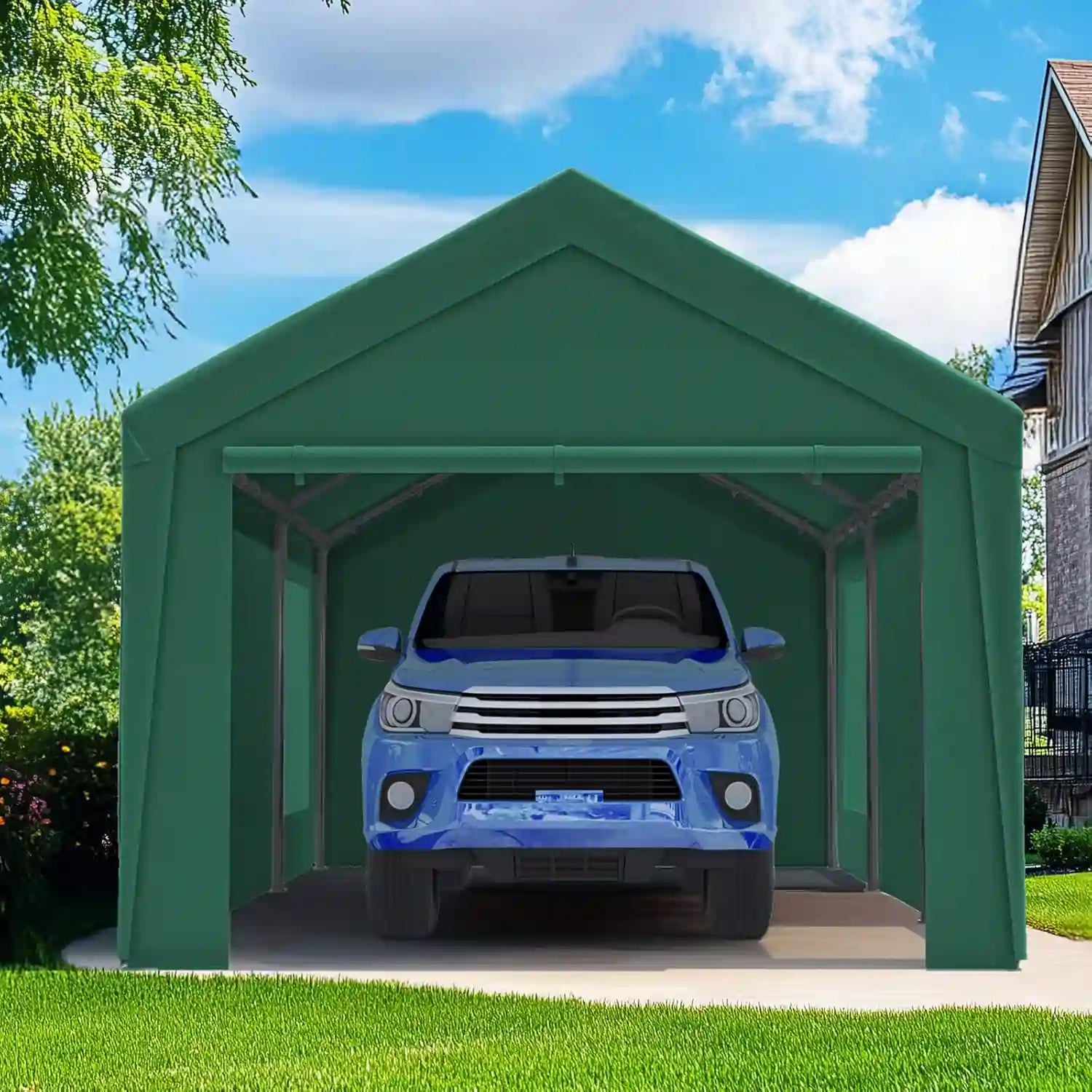 Green 10x20 ft Heavy Duty Carport#color_10'x20'-Green