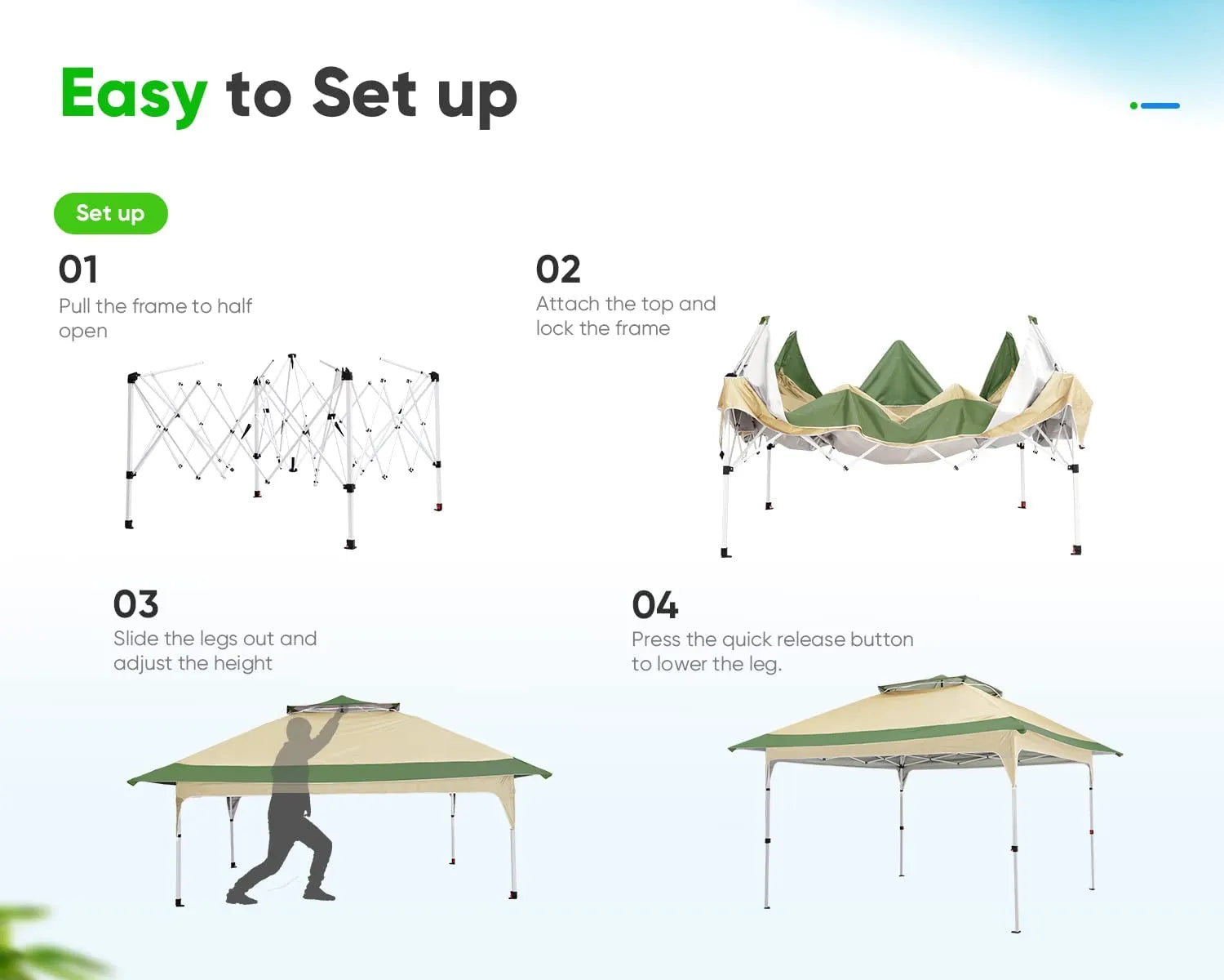 Beige and Green canopy tent Installation process#color_beige&green