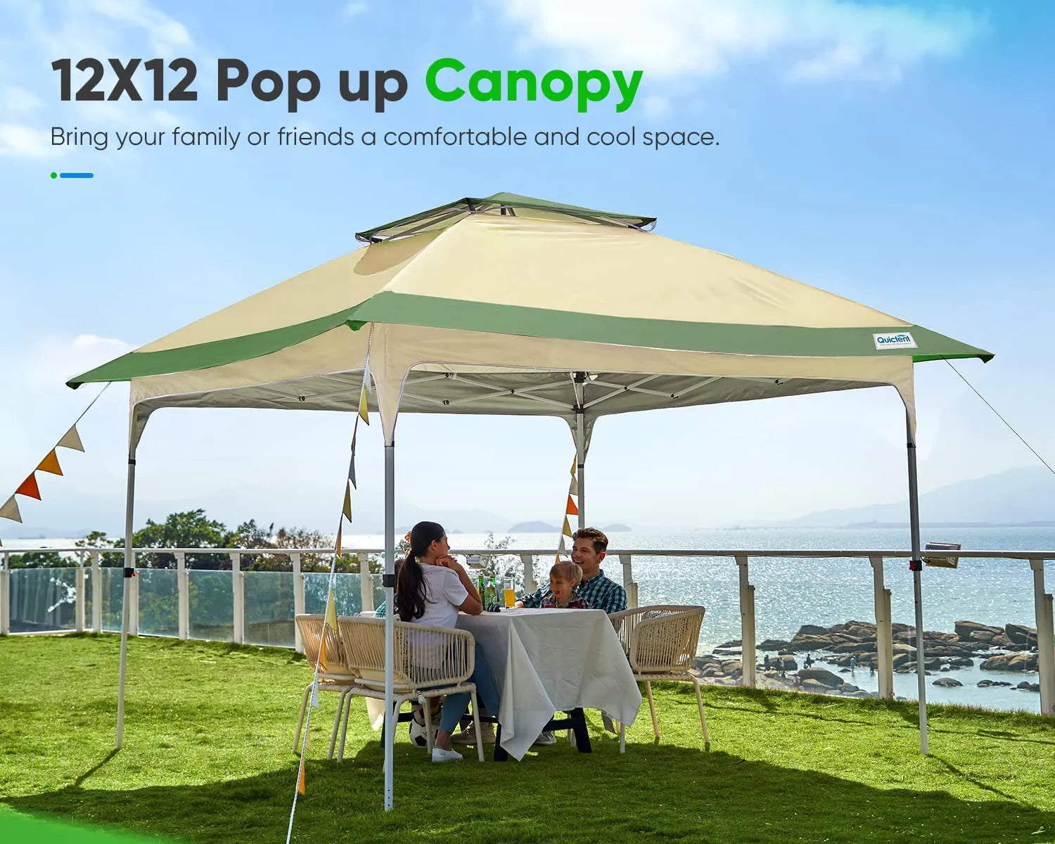 12x12 Pop up Canopy with Air Vent Instant Shelter Straight Legs
