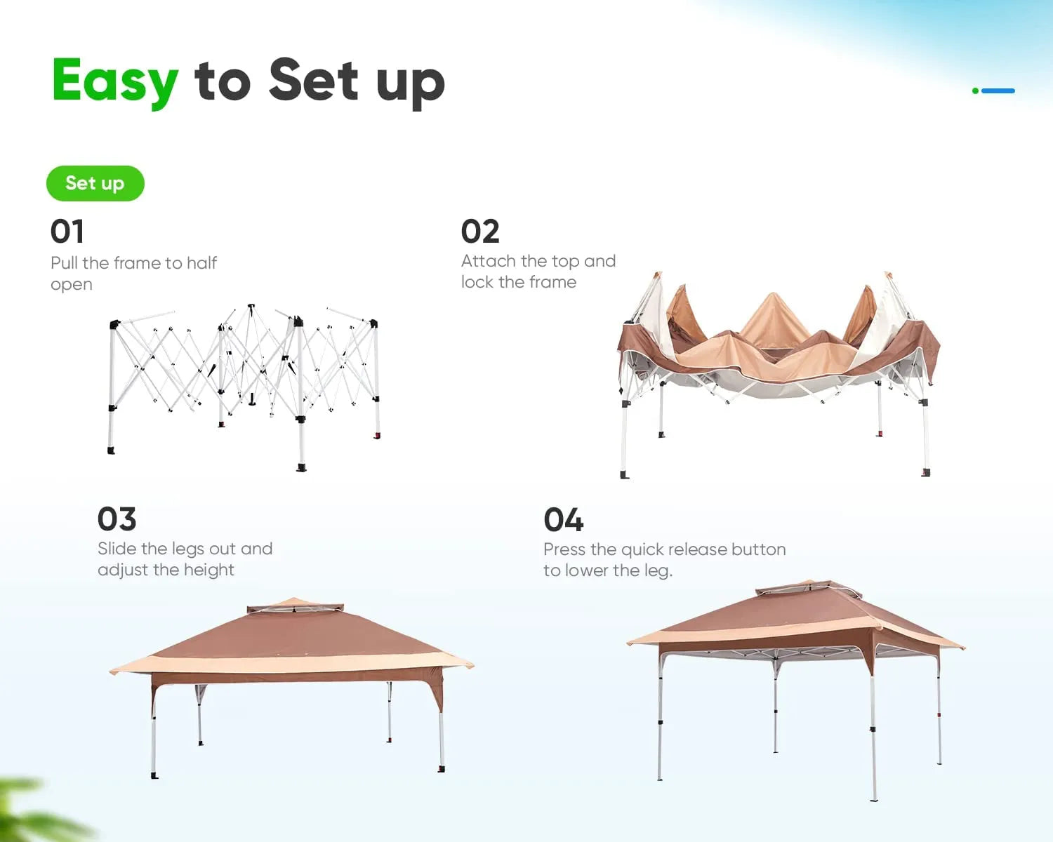 Brown canopy tent Installation process#color_tan&brown