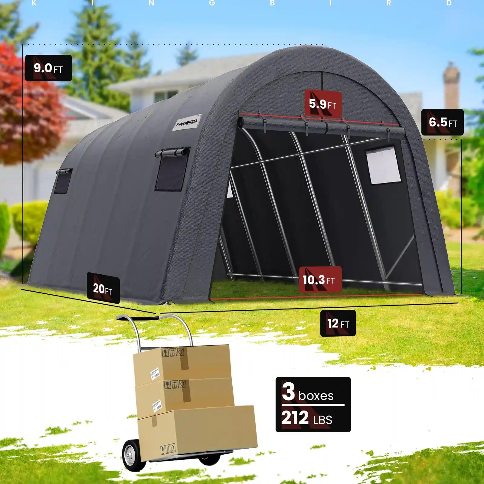 Anti-Snow Car Canopy Outdoor Boat Shelter Size#size_12' x 20'