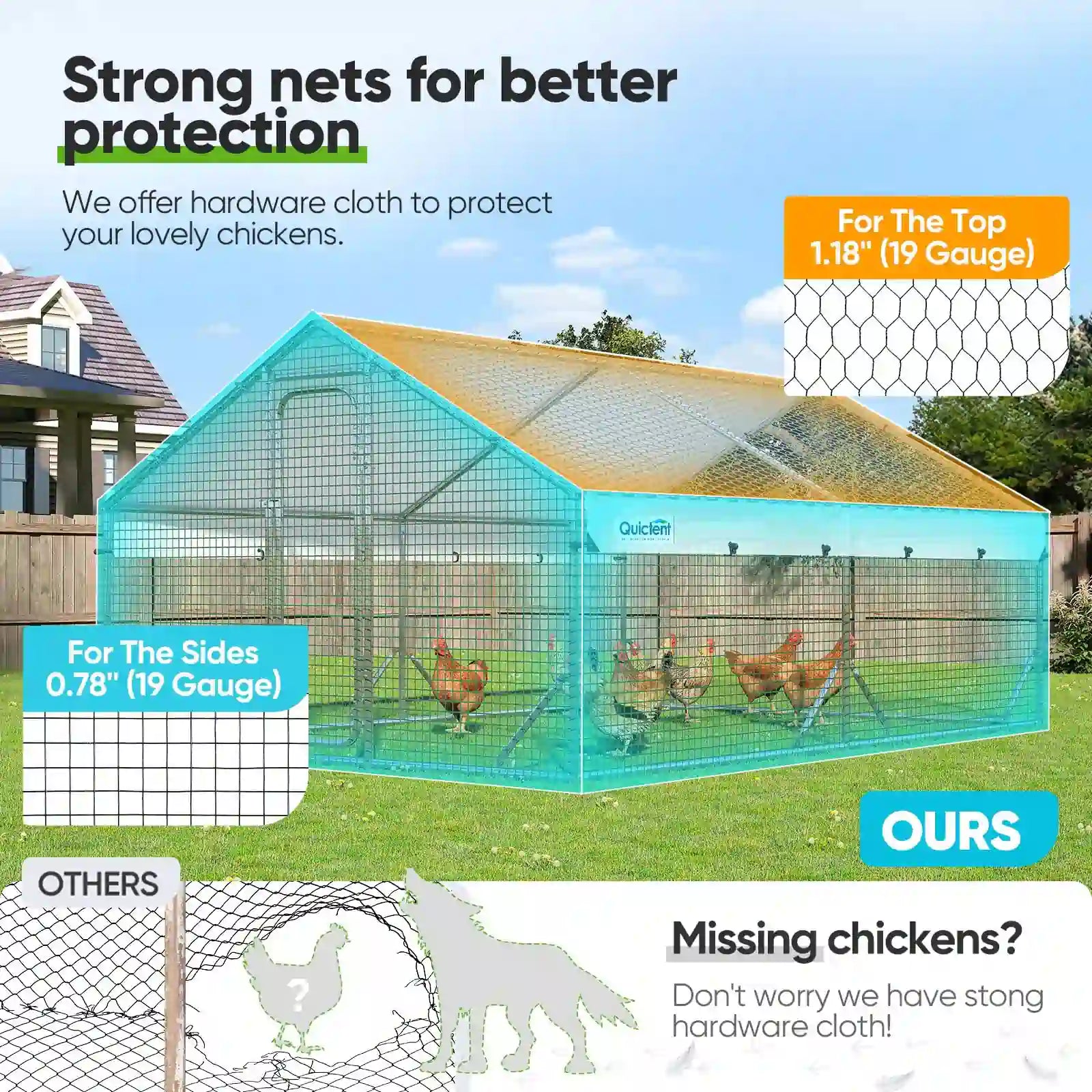 Constructed with 1" diameter galvanized rust-free poles#size_12x9FT Regular
