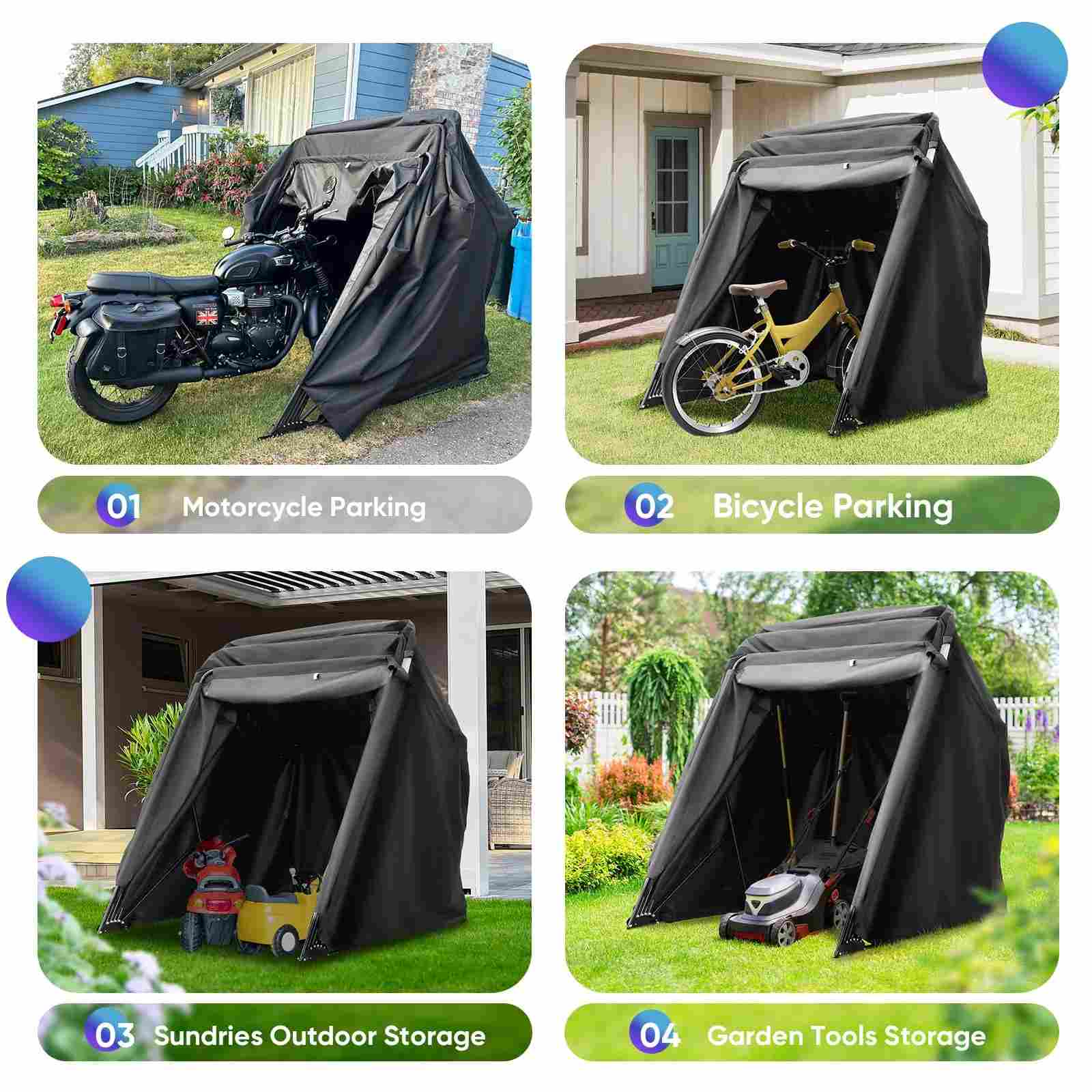 136" x 54" x 75" Motorcycle Shelter with TSA Code Lock