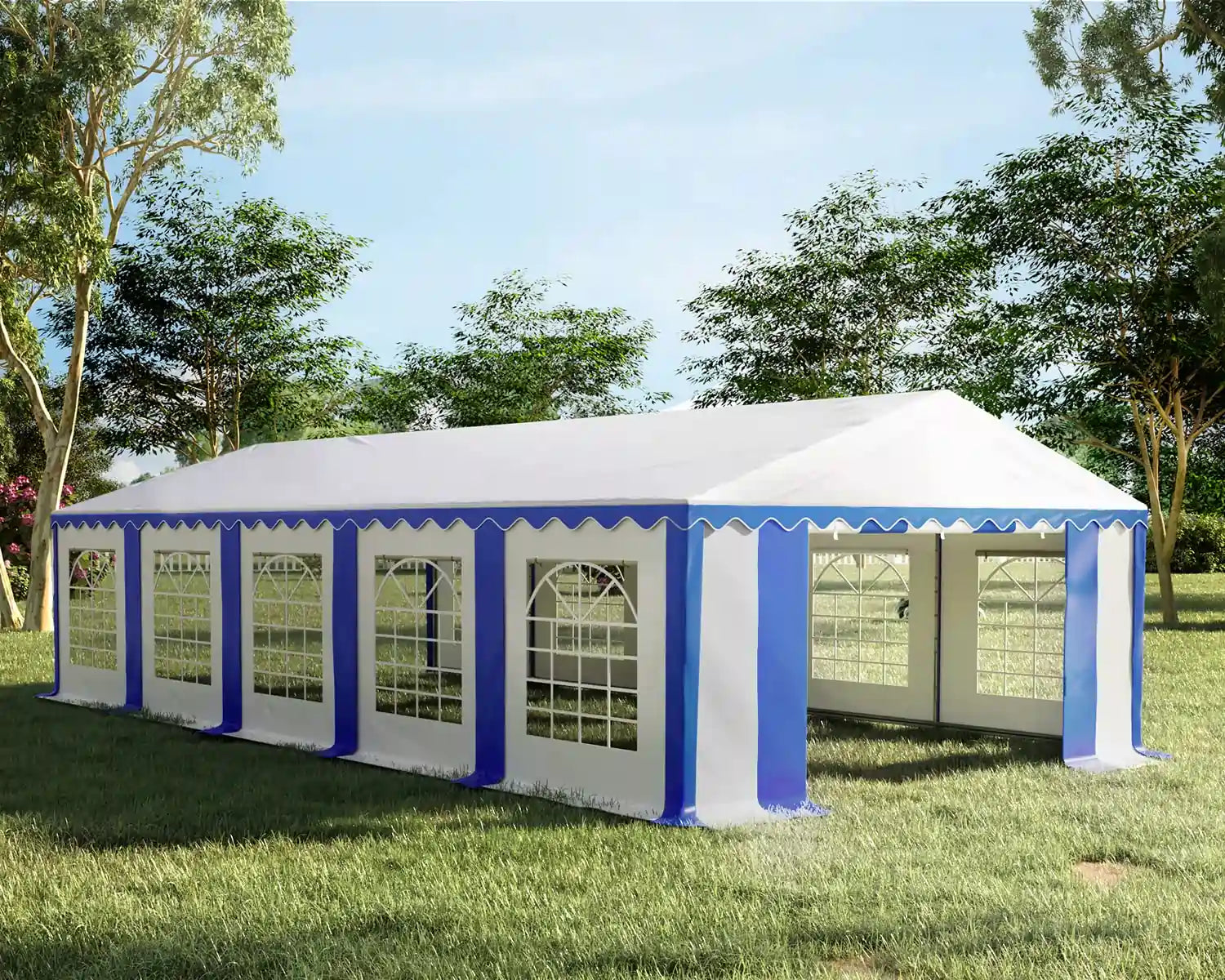 16' x 32' Heavy Duty Party Tent - Stripe Blue&White