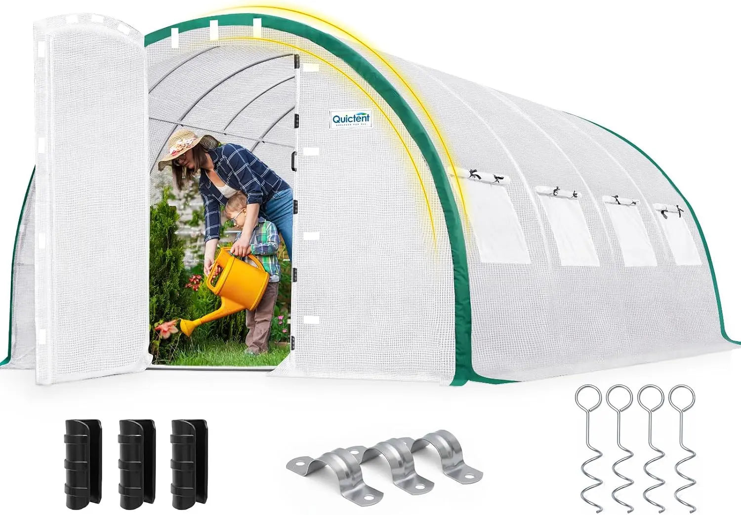 20x10x6.6 FT Greenhouse Swing Door#color_20ft-White