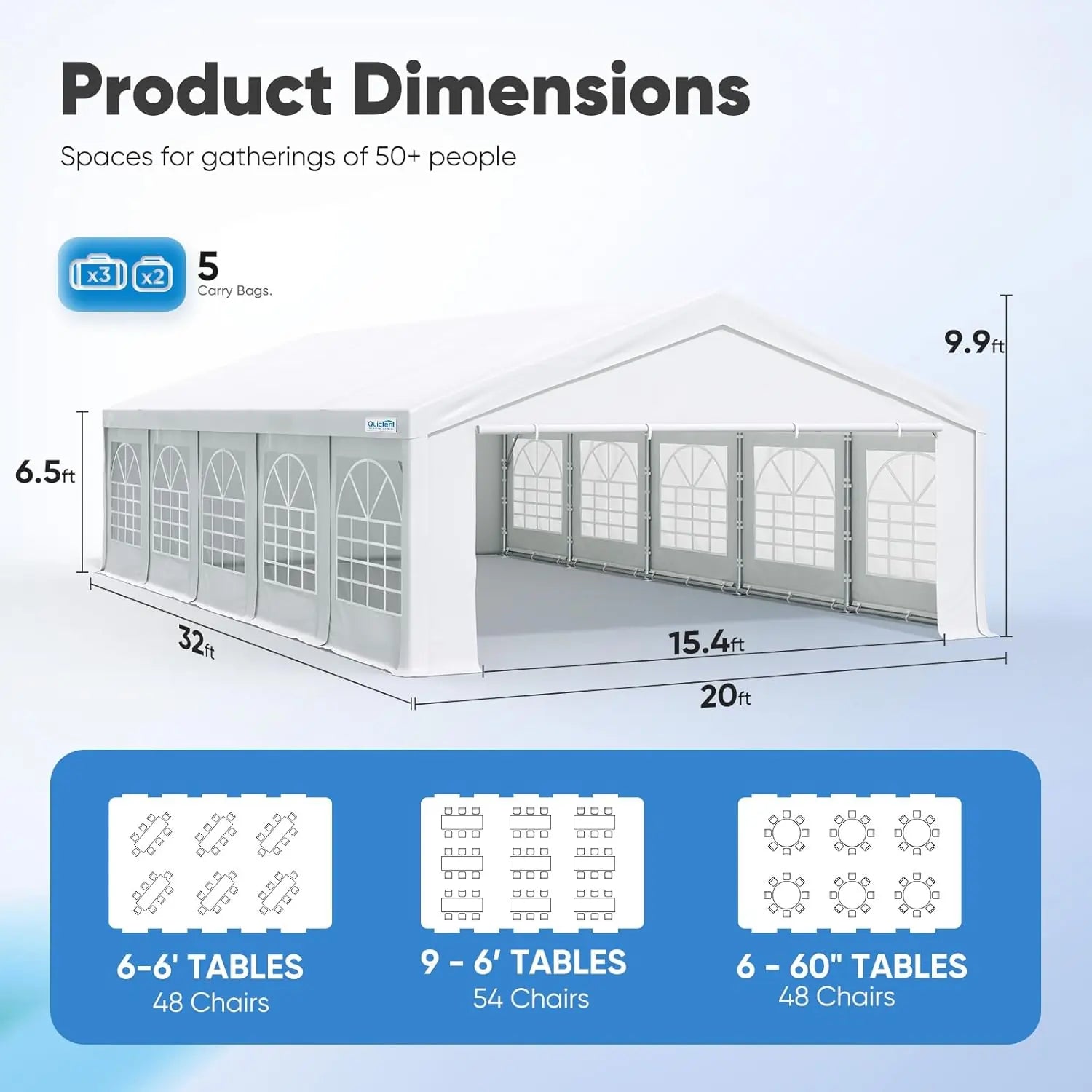 20x32 party tent size