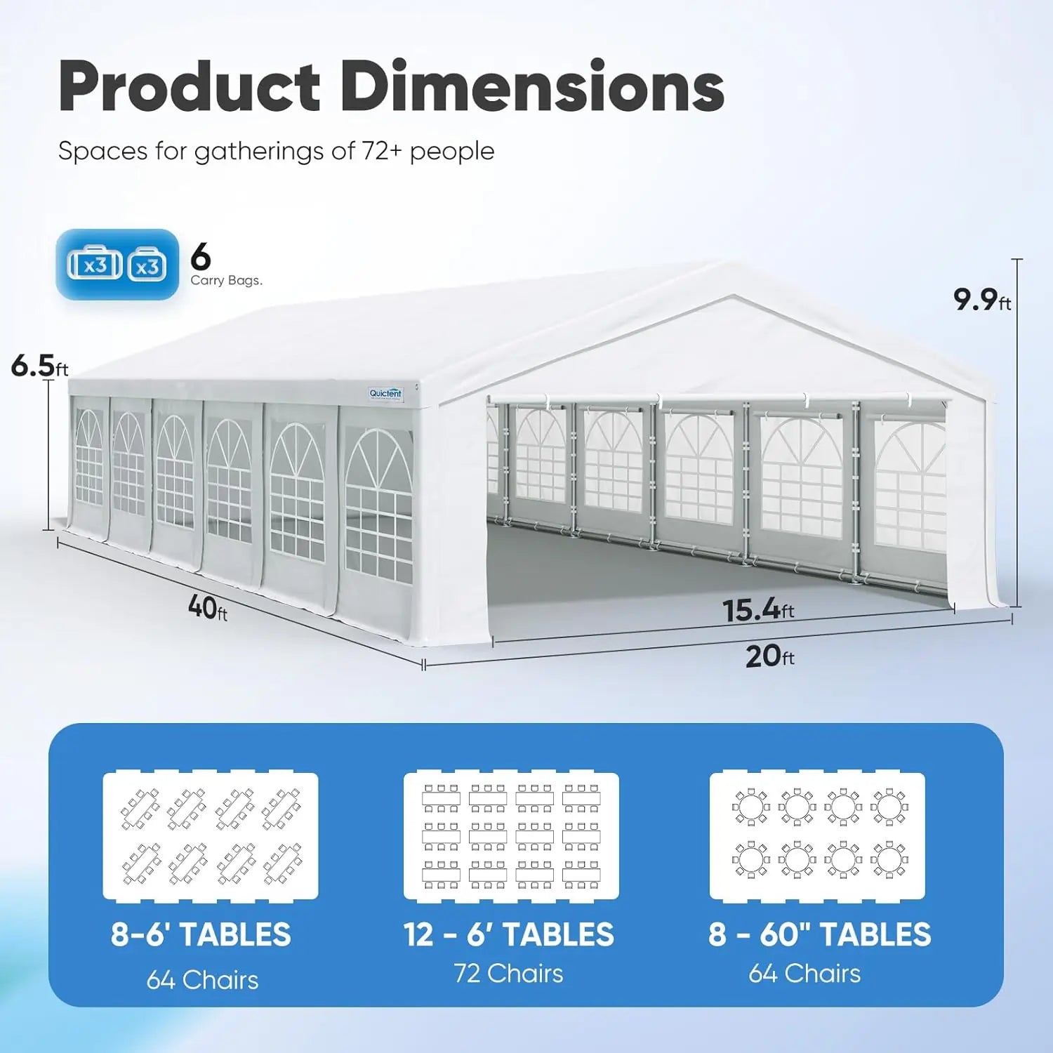 20x40ft Party Tent Product Dimension#style_regular