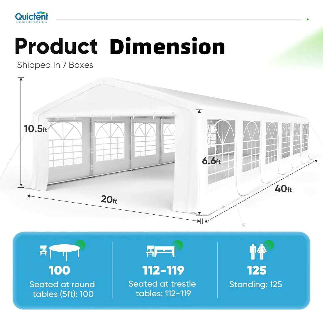 20x40ft Party Tent Product Dimension#size_20' x 40'