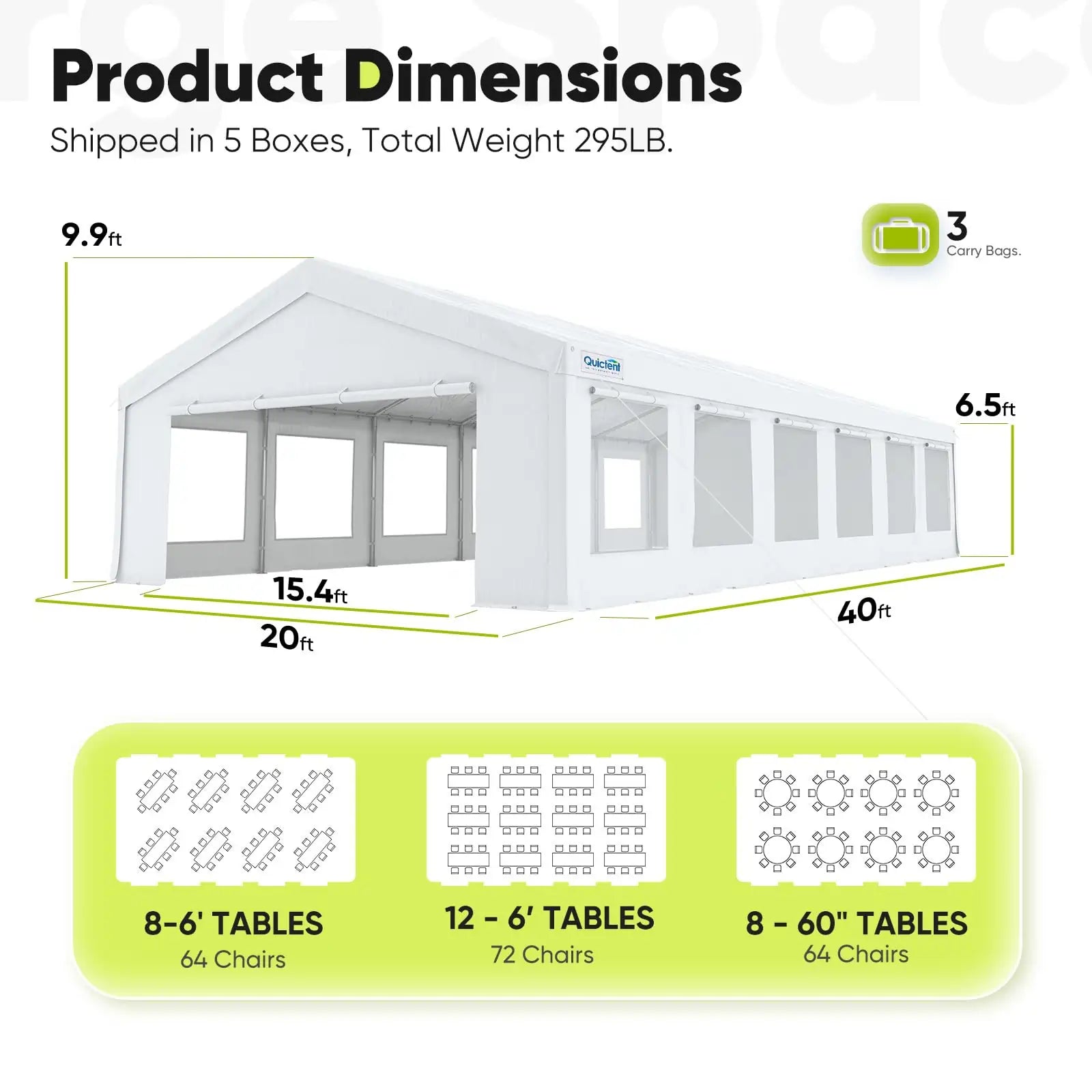 20X40FT Party Tent Size Information#size_20' x 40' 