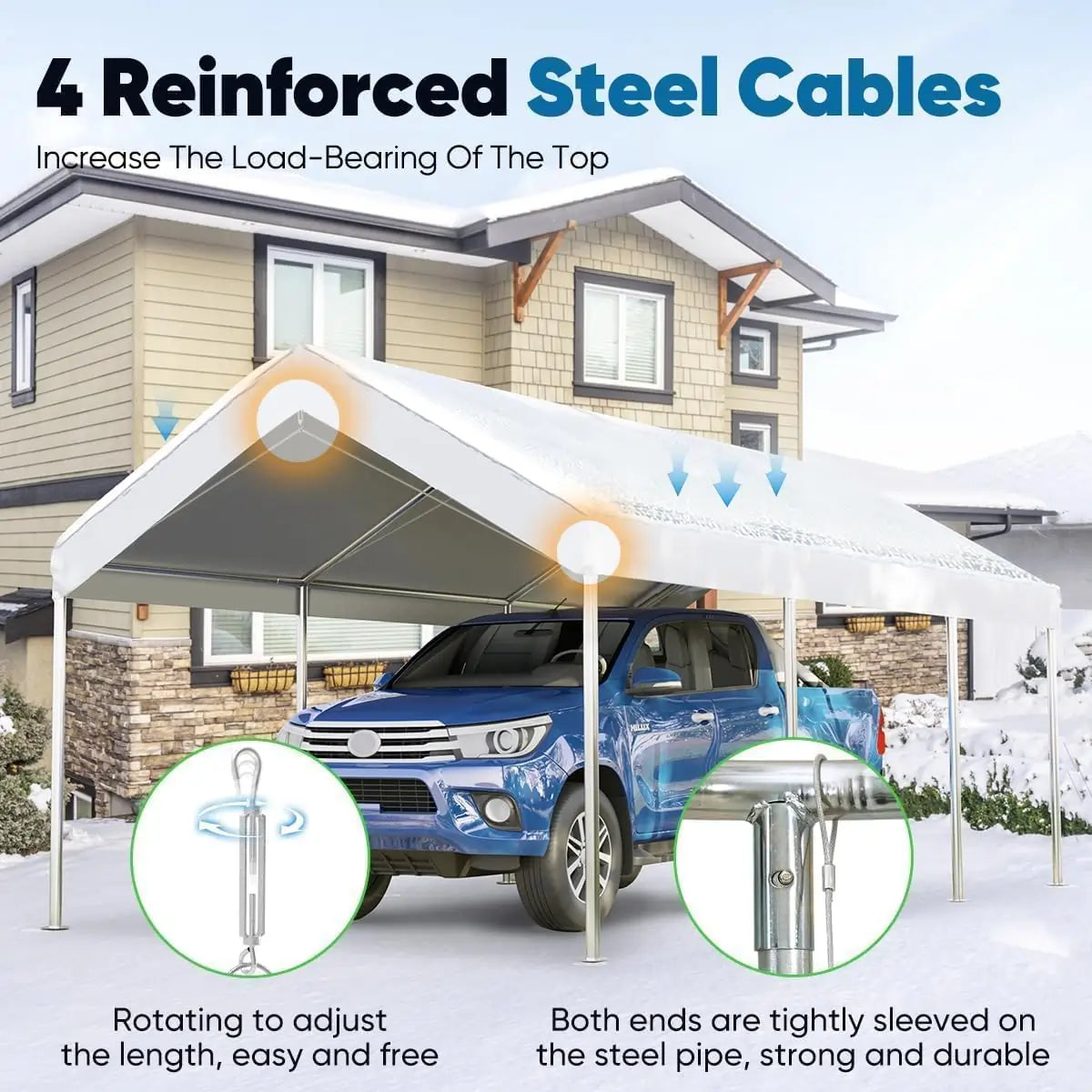 4 reinforced high strength steel cables#color_white-10'x20'