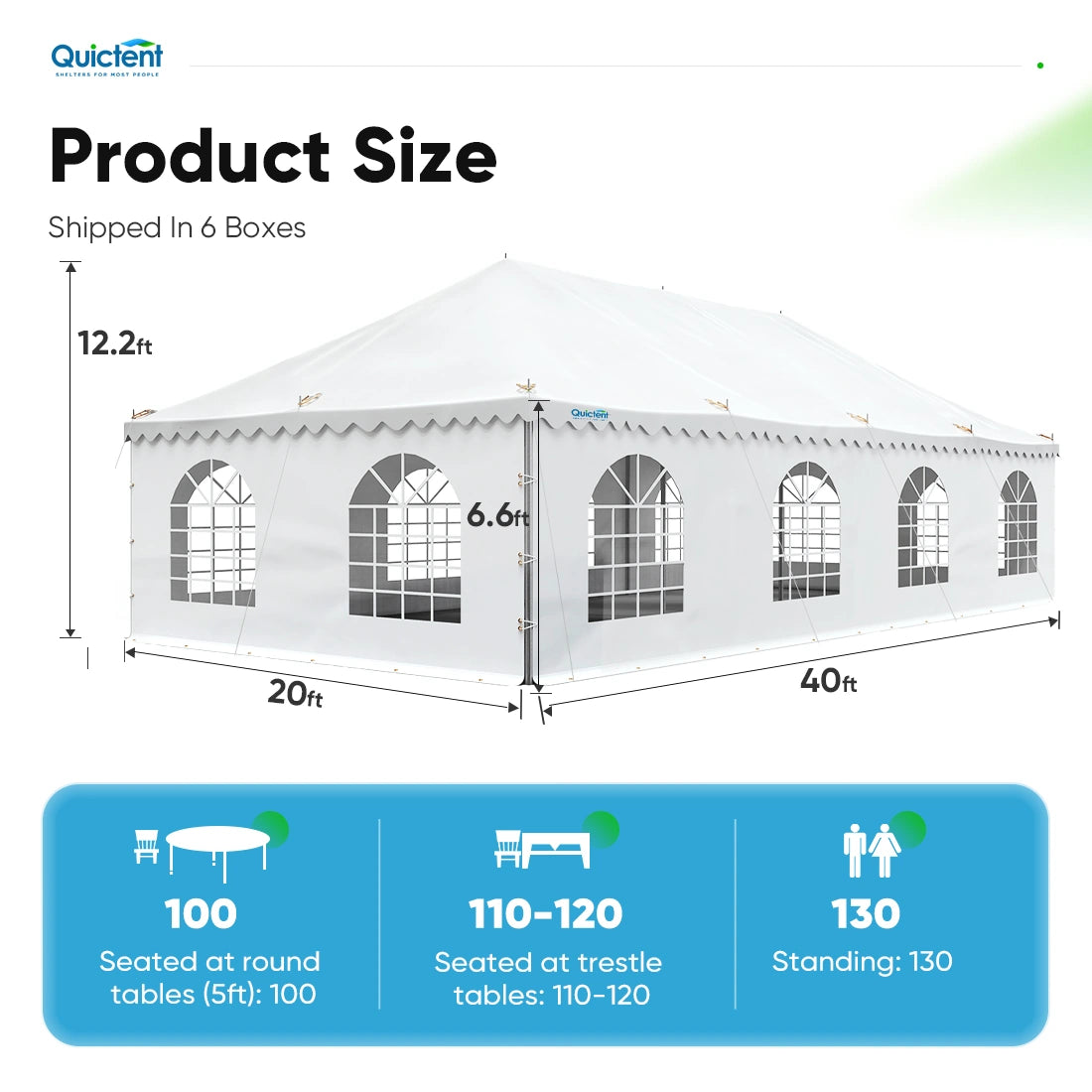 20' x 40' Fire Retardant Pole Party Tent White Size#size_20' x 40'