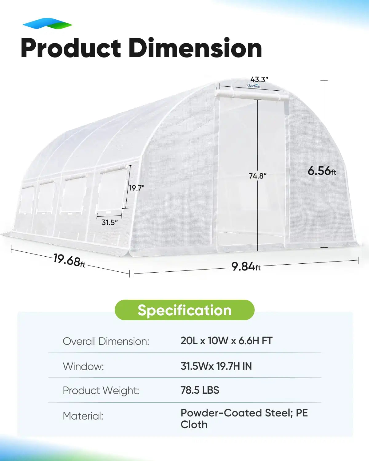 upgraded white greenhouse dimension#color_white (Upgraded)