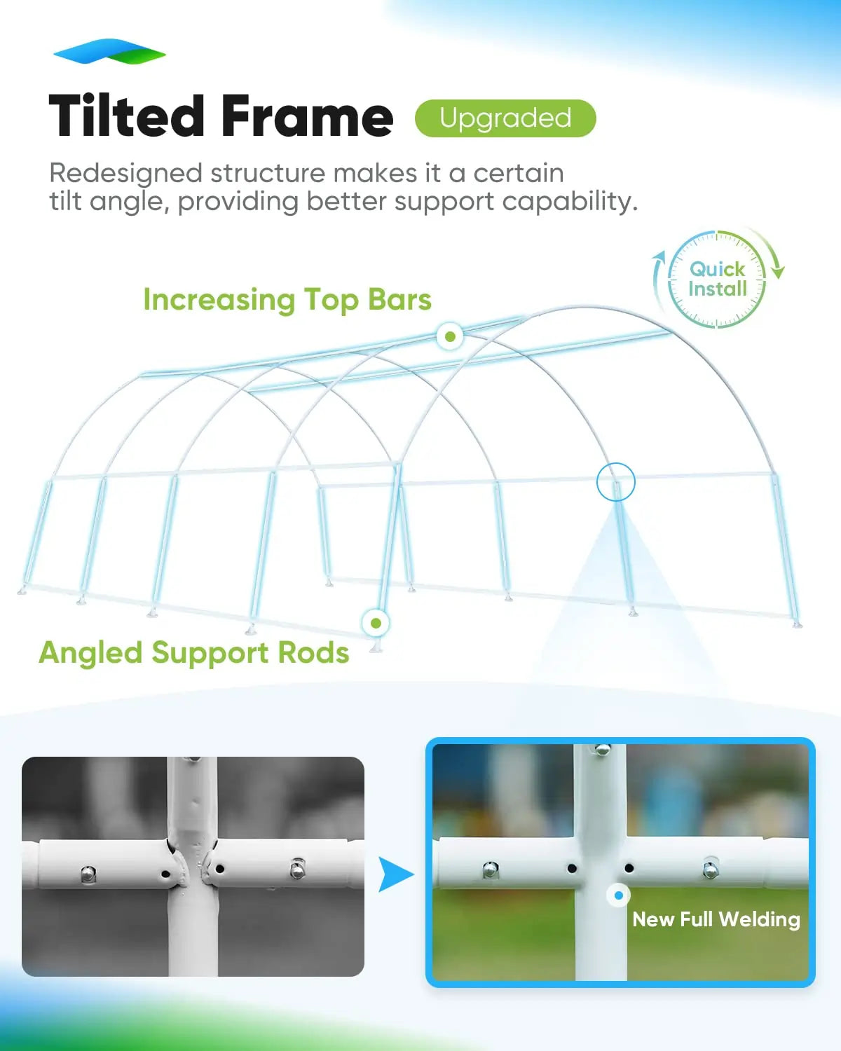 tilted greenhouse frame#color_white (Upgraded)