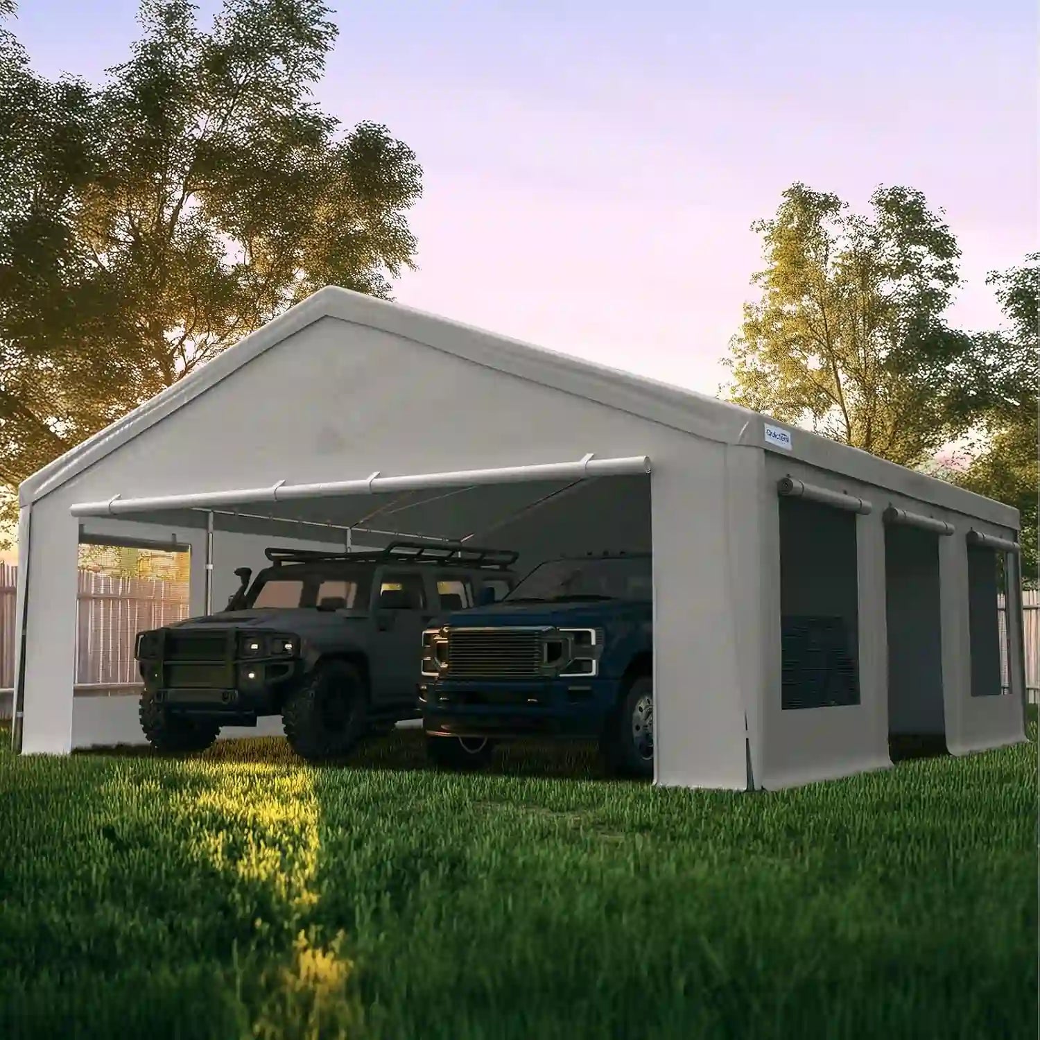 Waterproof Storage Shelter for Car, Boat, Outdoor Equipment#color_20'x20'-Gray w/Steel Cables