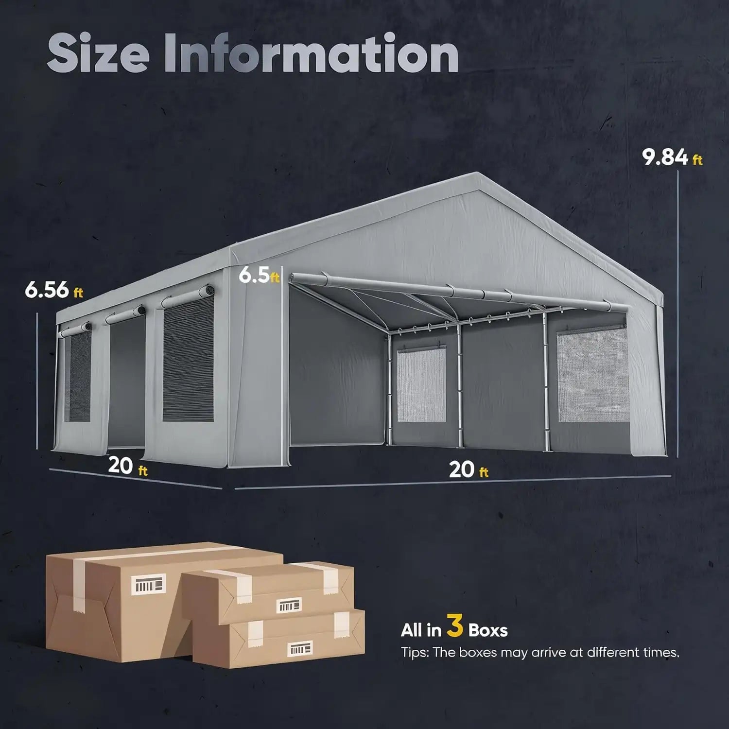 Size Information#color_20'x20'-Gray w/Steel Cables