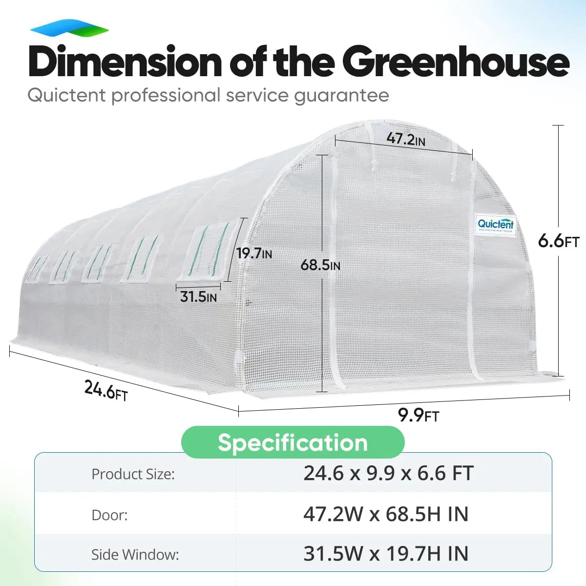 dimension of the white greenhouse#color_white