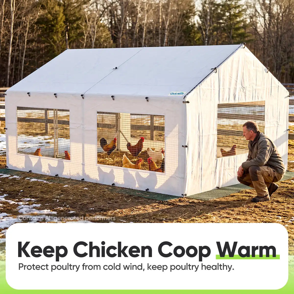 2 Sidewalls+1 Rear Wall for 12X9FT Metal Chicken Coop Run