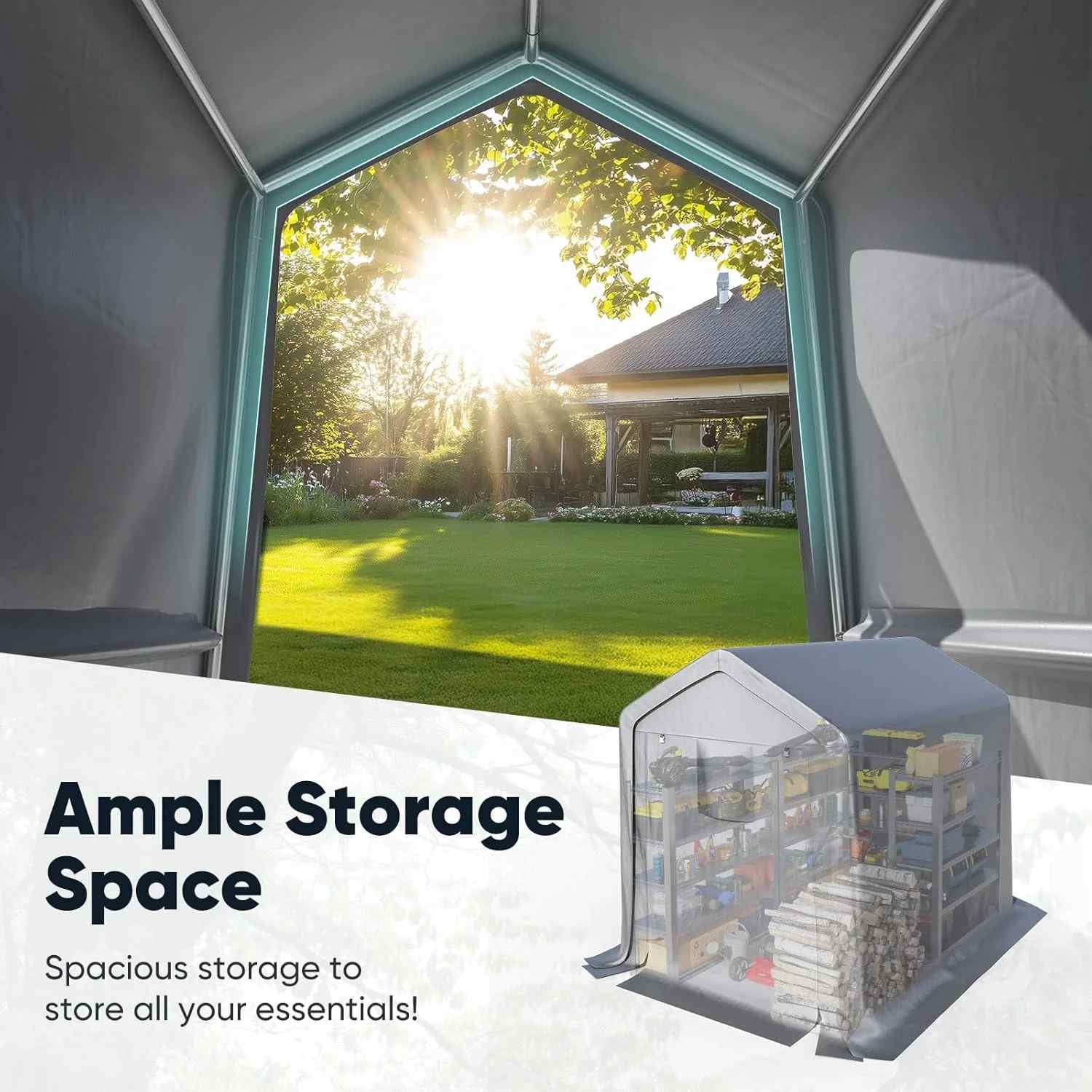 6' x 8' Portable Garage Outdoor Storage Shed Silver Gray