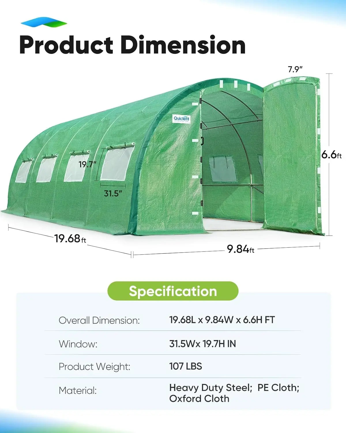 Quictent 20x10x6.6 FT Heavy Duty Walk-In Greenhouse for Outdoors, Reinforced Top Hoop Tunnel Greenhouse with Dual Doors, Large Winter Greenhouse for Garden Backyard Plants