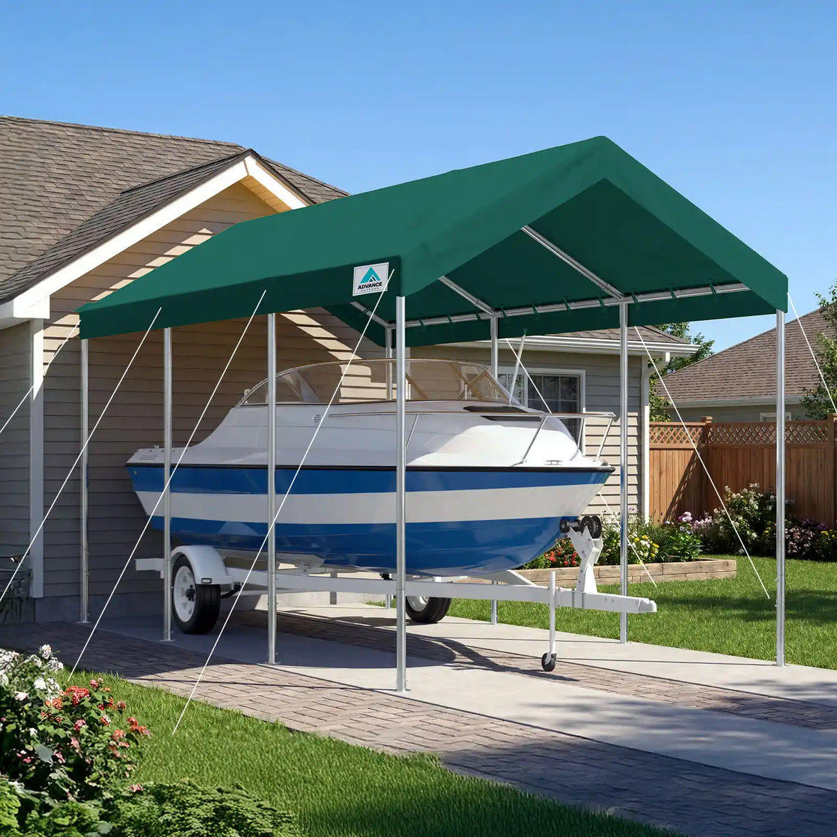 Potable Car Canopy Garage#style_green-10'x20'