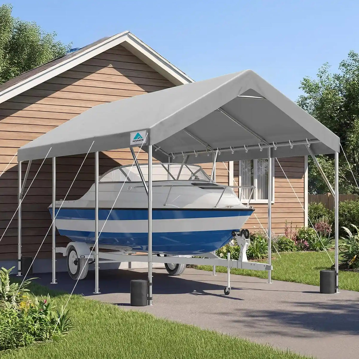 Potable Car Canopy Garage#style_gray-12'x20'