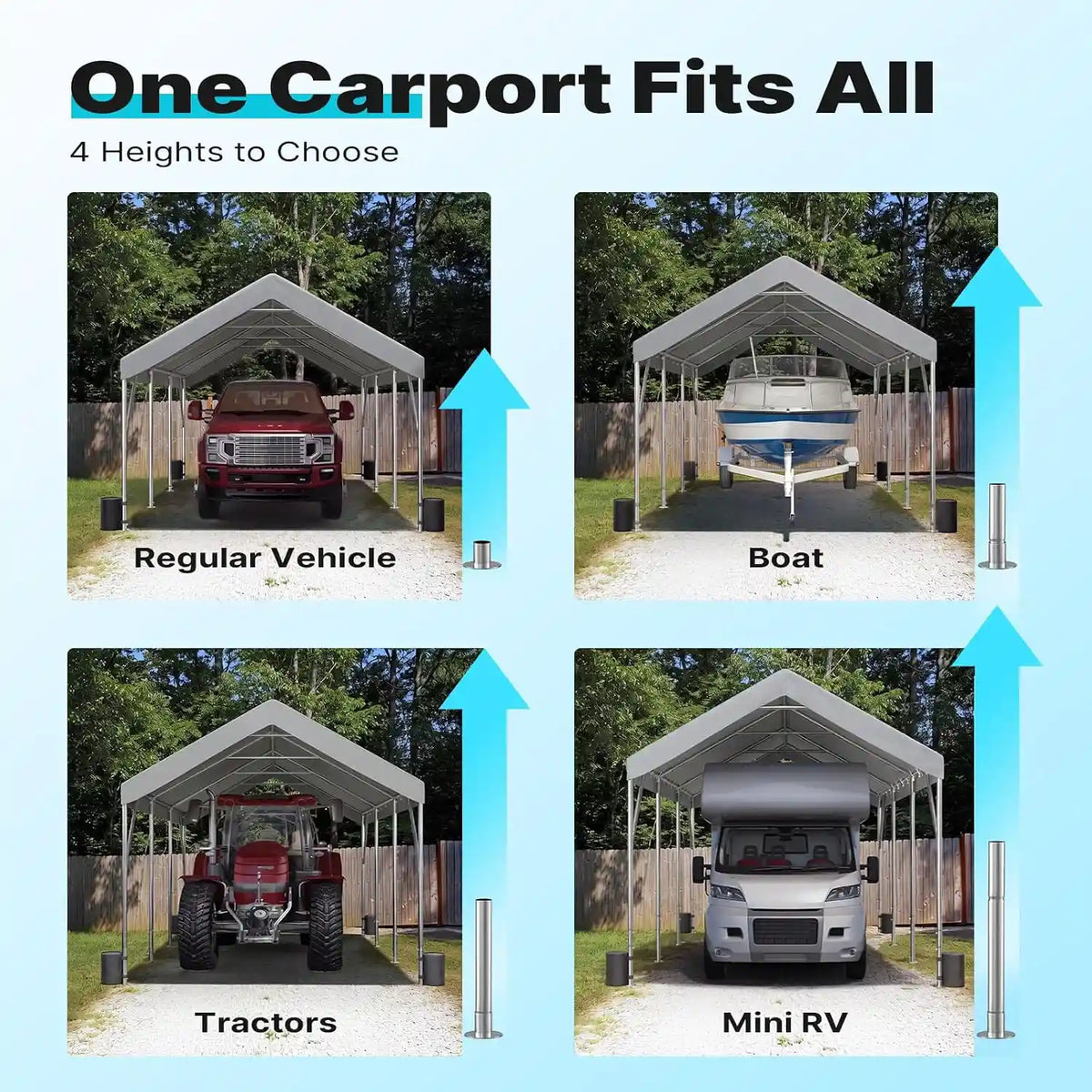 4 Adjustable Heights#style_gray-12'x20'