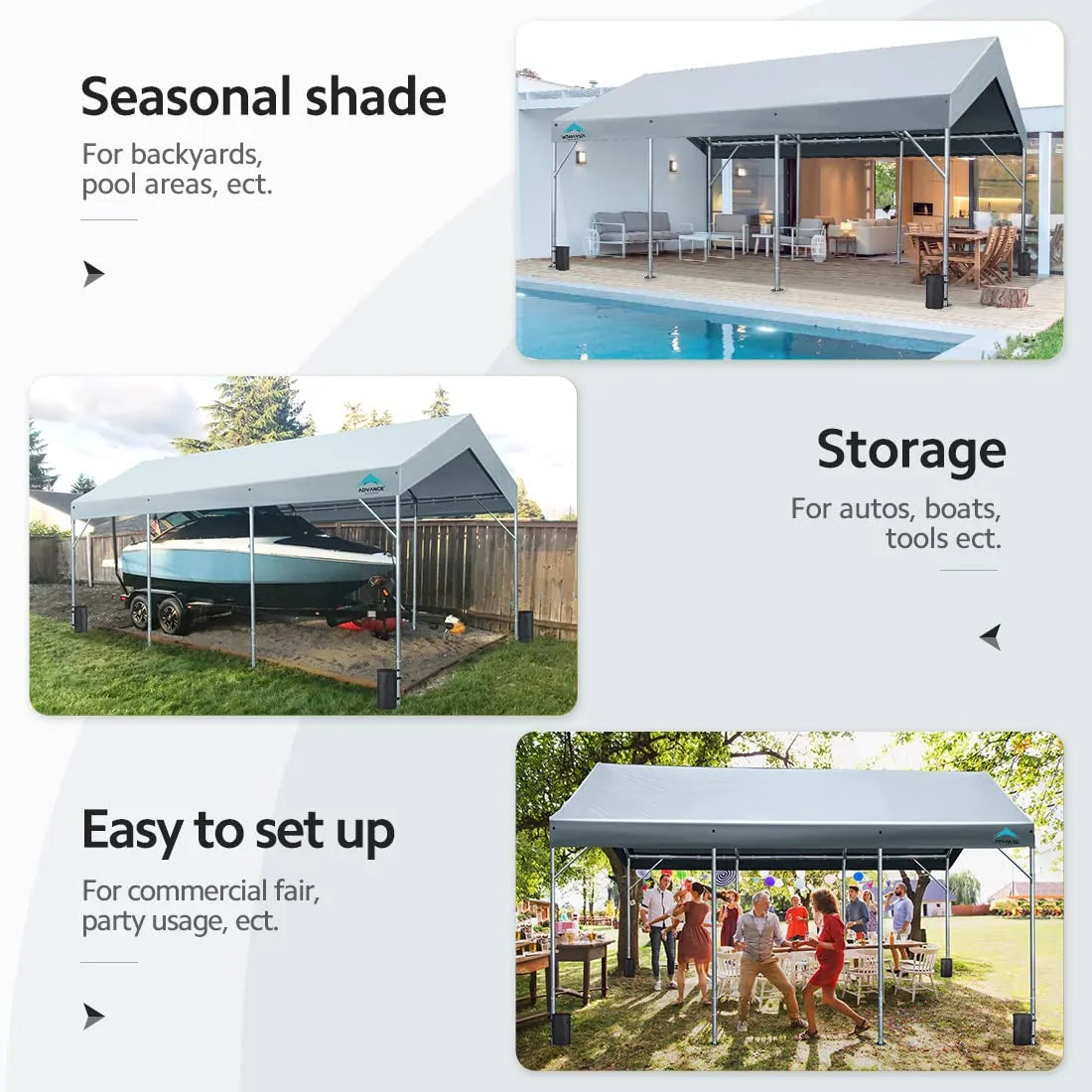 Easy to Set Up & Multipurpose#color_gray-12'x20'