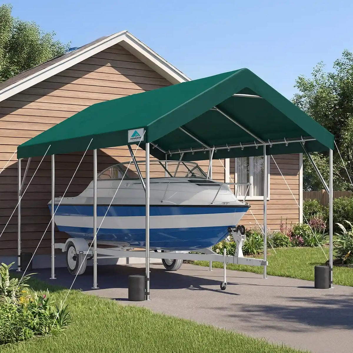 Car Canopy Garage Green#style_green-12'x20'