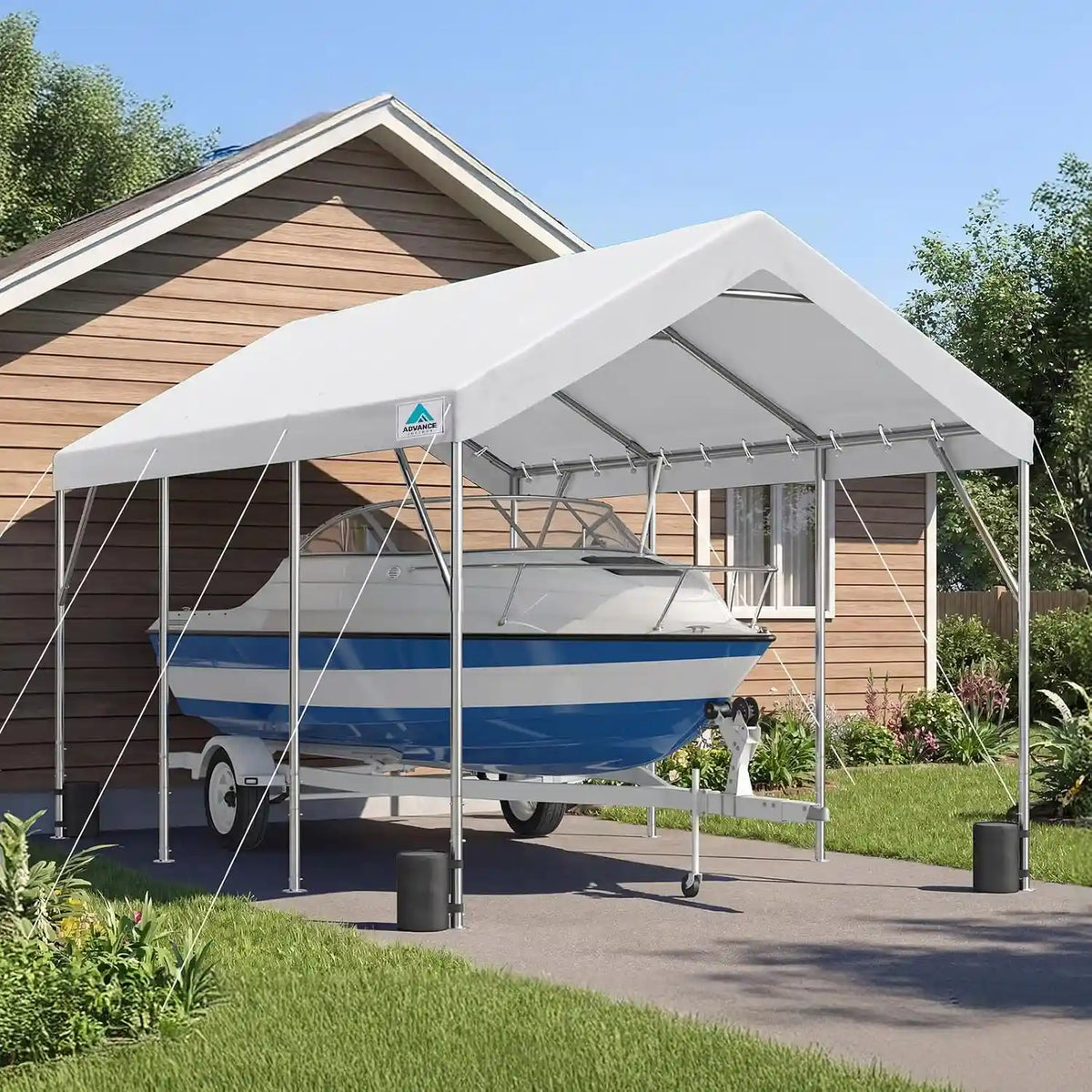Potable Car Canopy Garage Party Tent Boat Shelter White#style_white-12'x20'