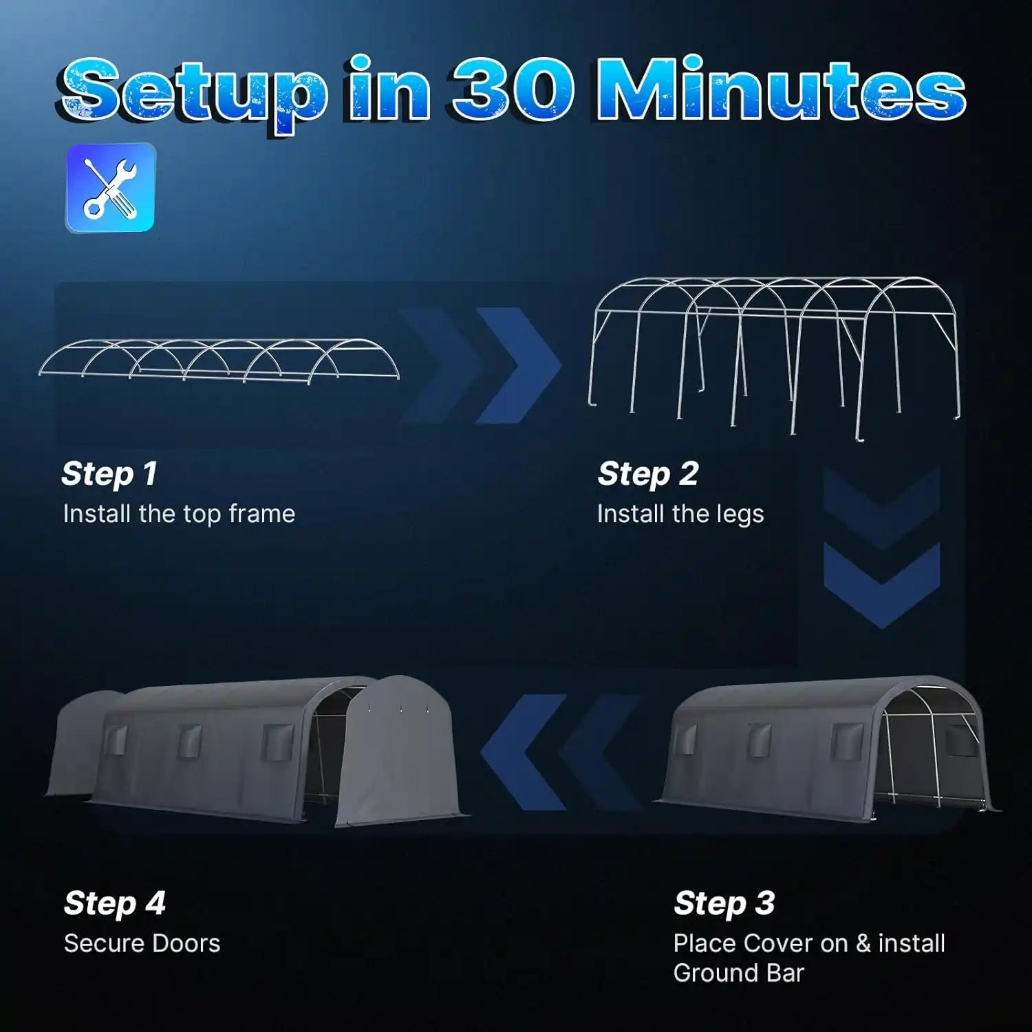 Step-by-step guide to setting up a portable shed#size_13' x 20'-Round