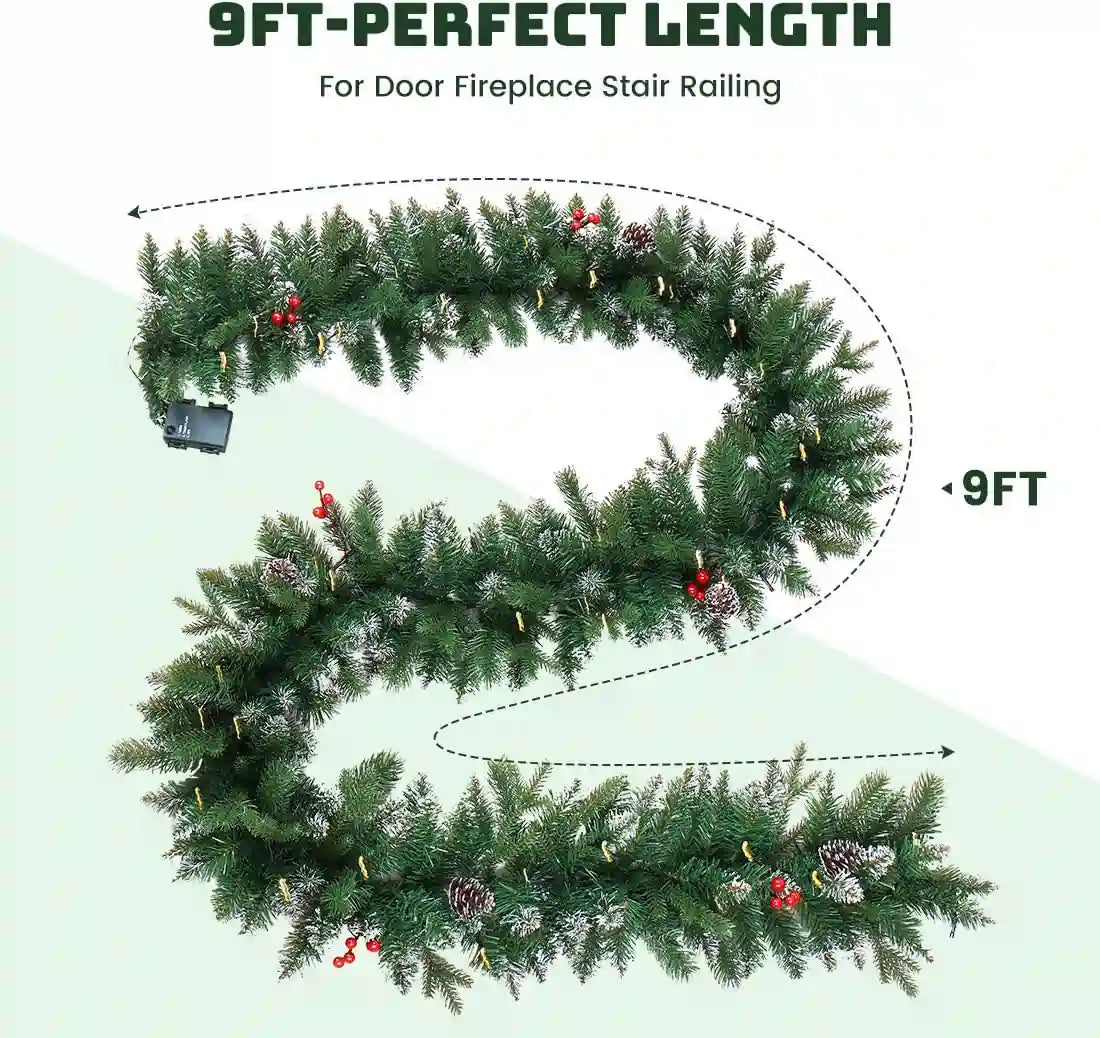 9Ft Pre-Lit Christmas Garland Size