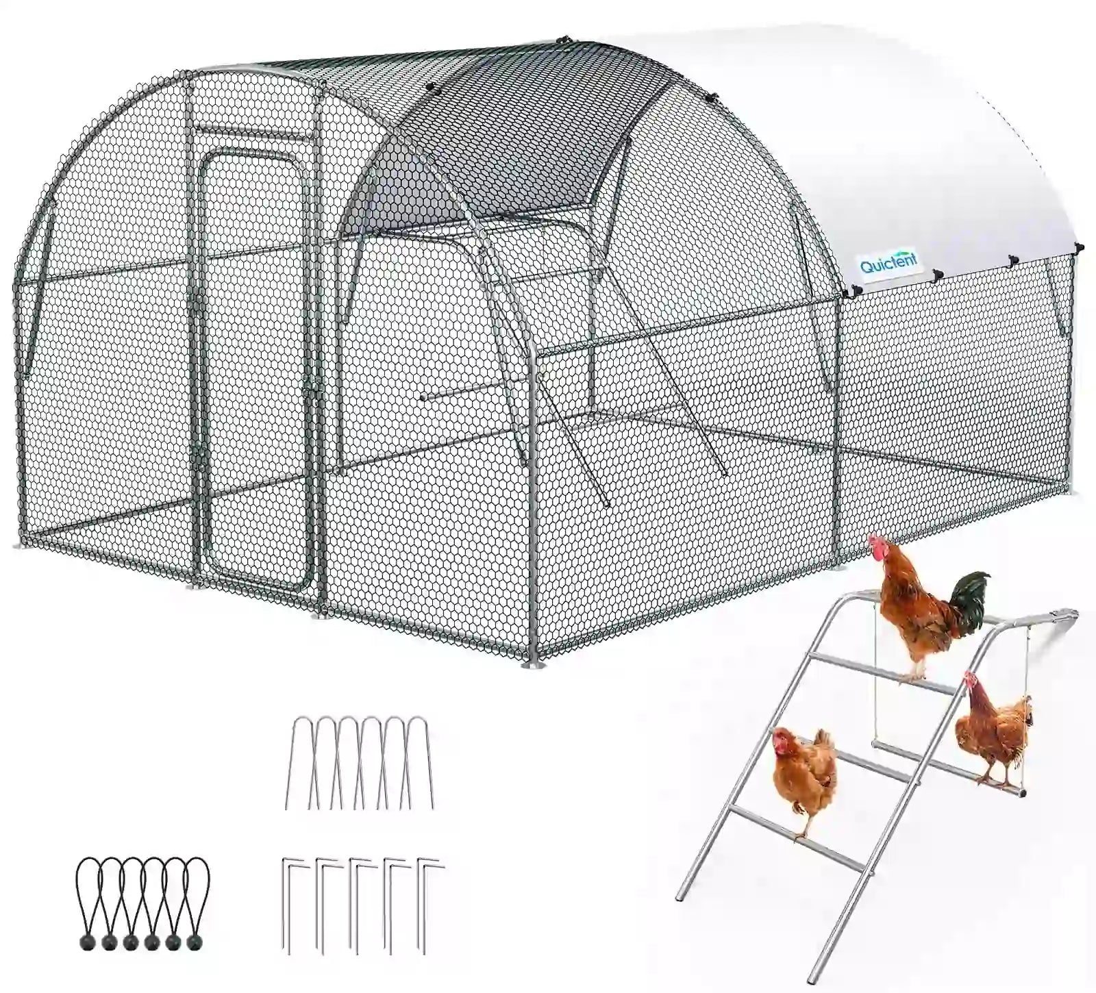 13x10FT Arch Upgraded Walk-in Chicken Coop Run#size_13x10FT with Ladder+Swing