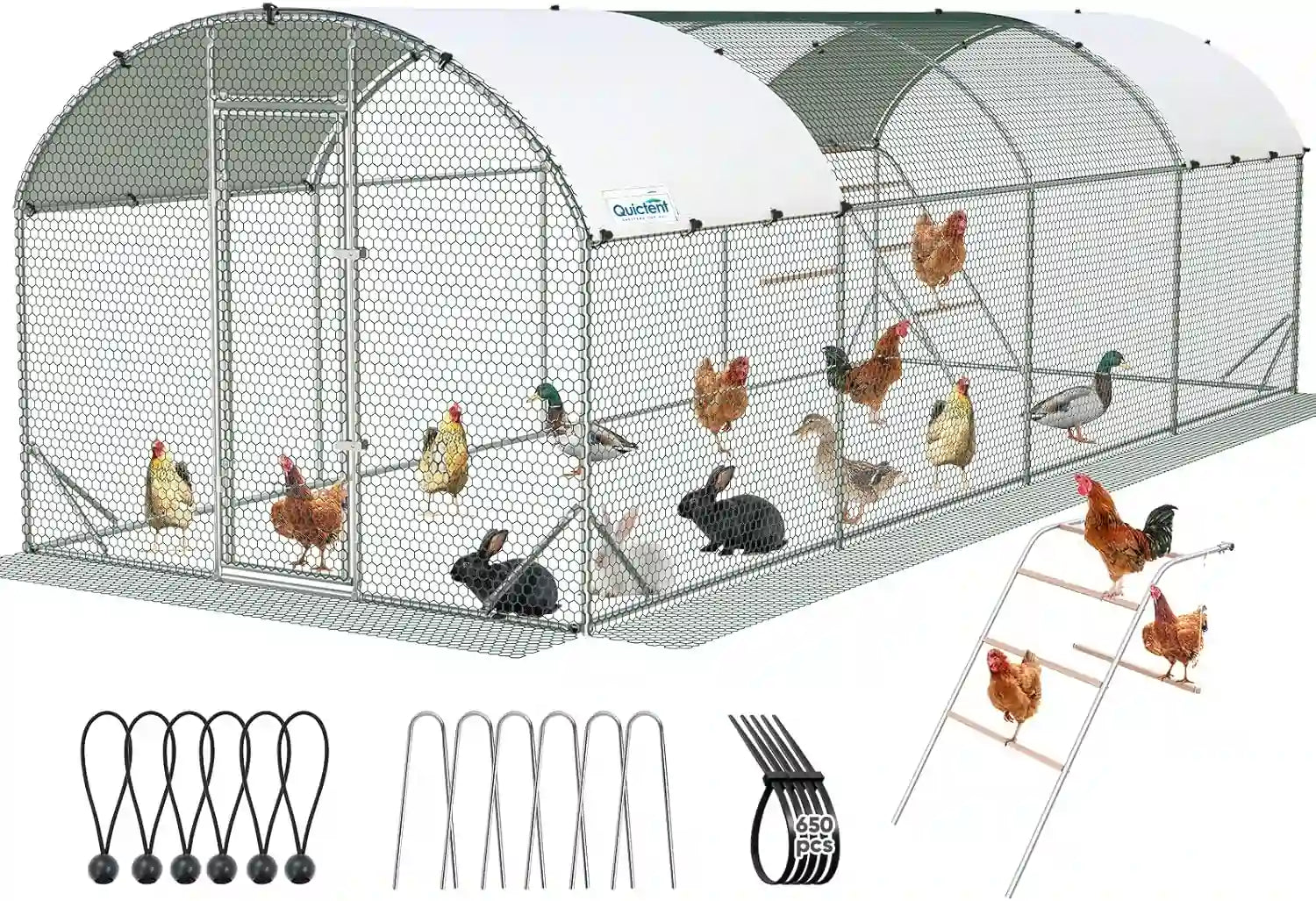 25X10FT Chicken Coop Run#size_24x9FT with Ladder+Swing