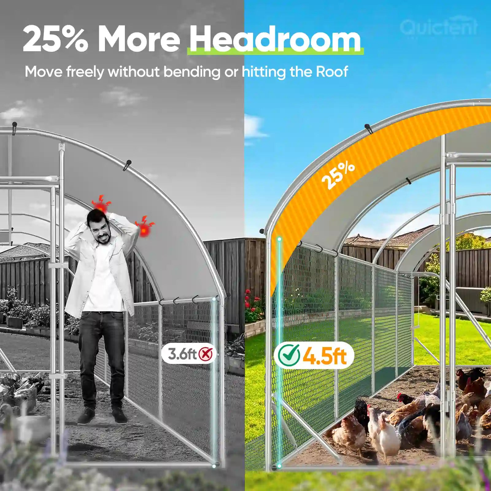 Arch Upgraded Outdoor Walk-in Cage#size_24x9FT with Ladder+Swing