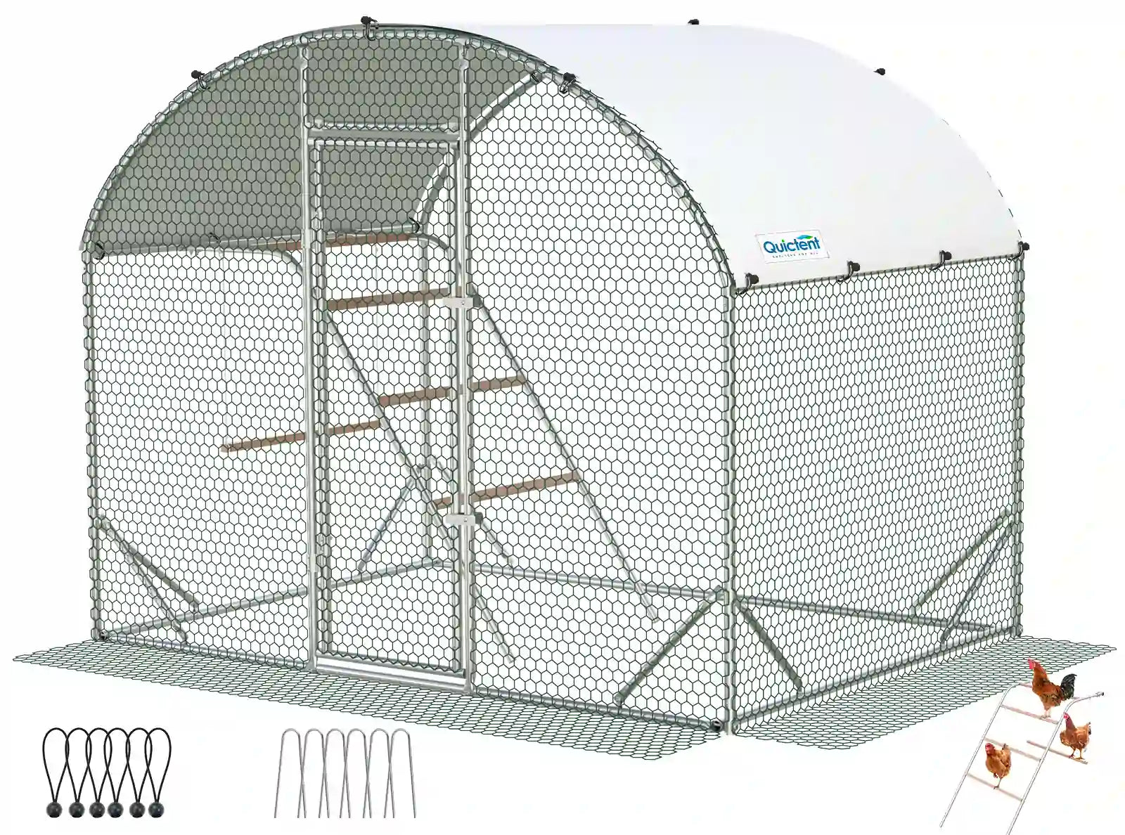 6.5x10FT Arch Hen Duck Rabbit Yard Farm House#size_6.5x9FT with Ladder+Swing