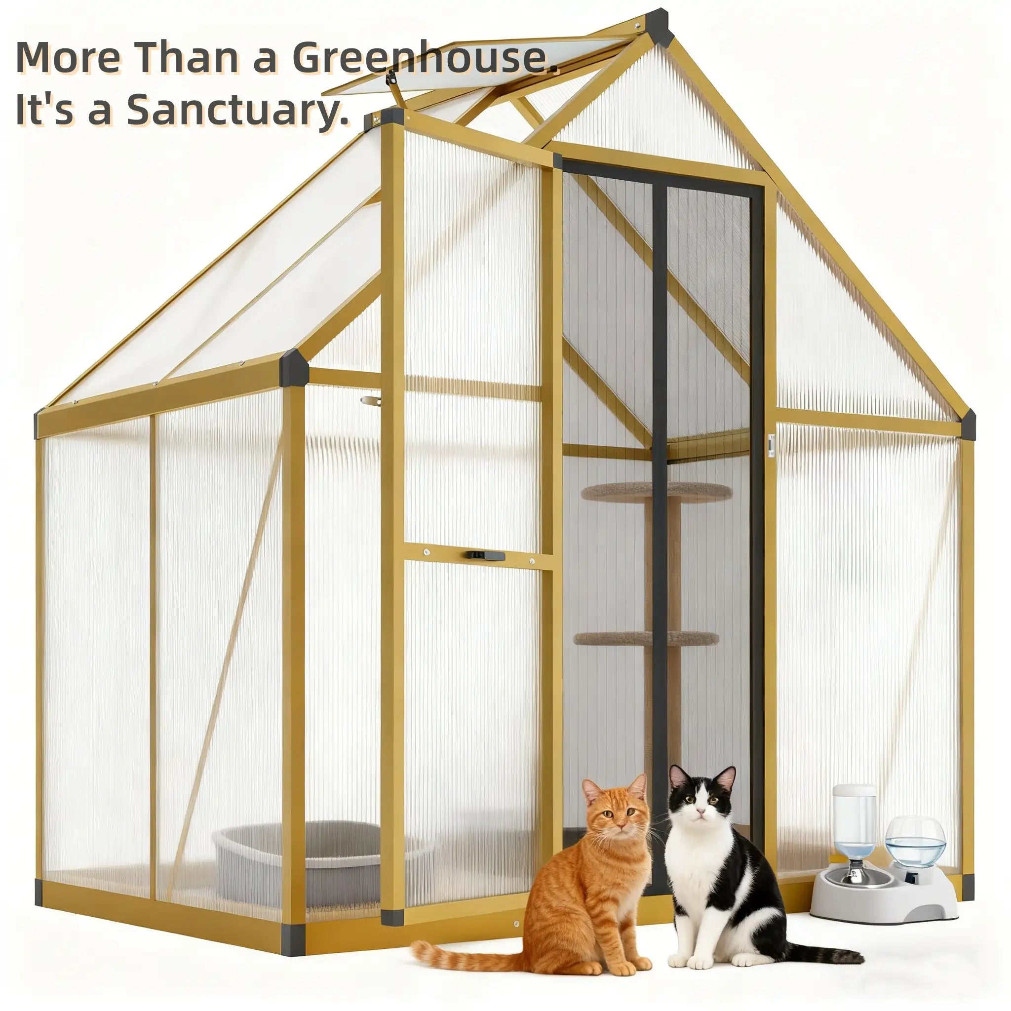 More Than a Greenhouse. It's a Sanctuary for cats and dogs#size_3.7X5.6X6.4ft-Brown