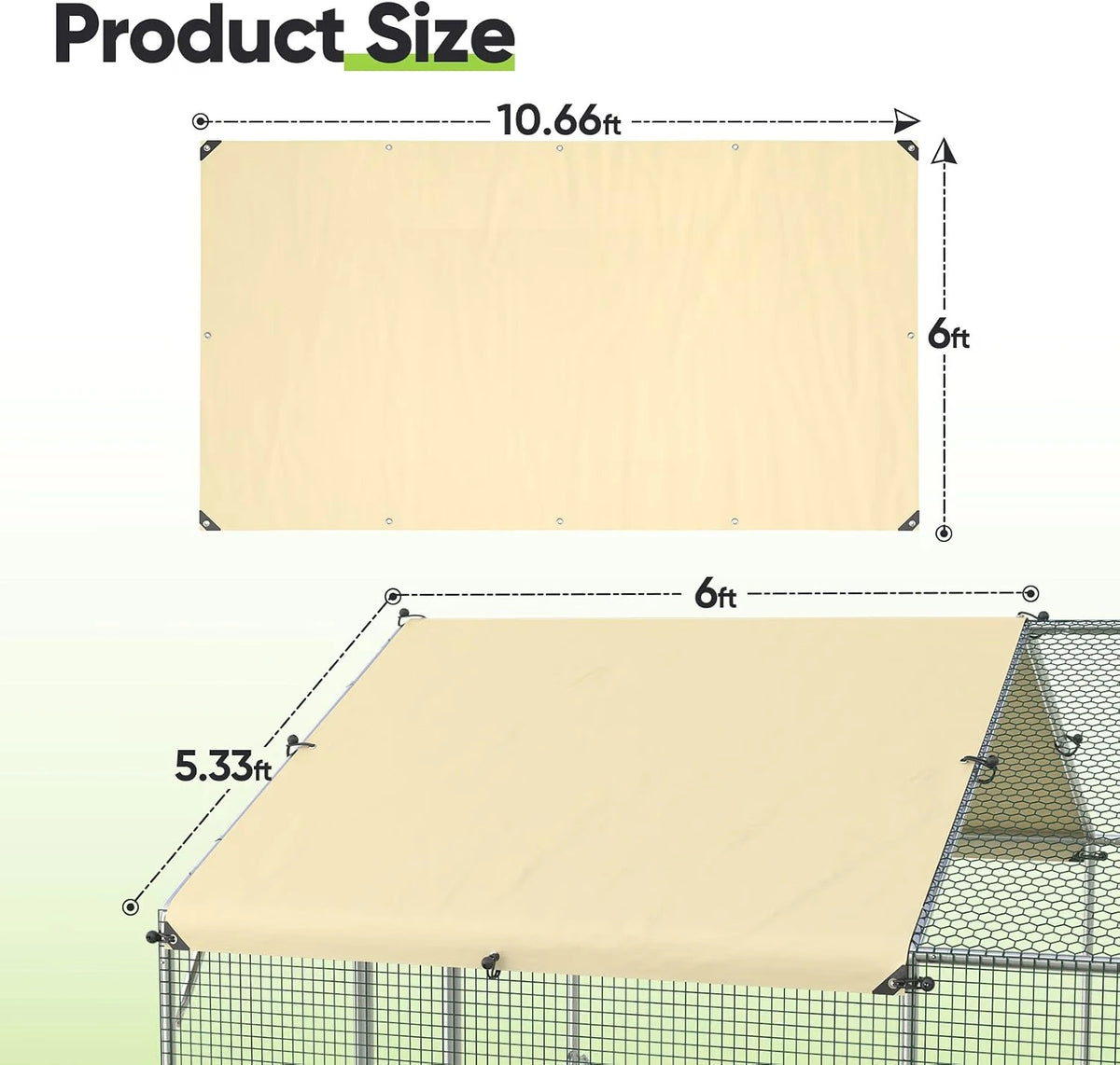 1 PCS Chicken Coop Replacement Top Cover Beige