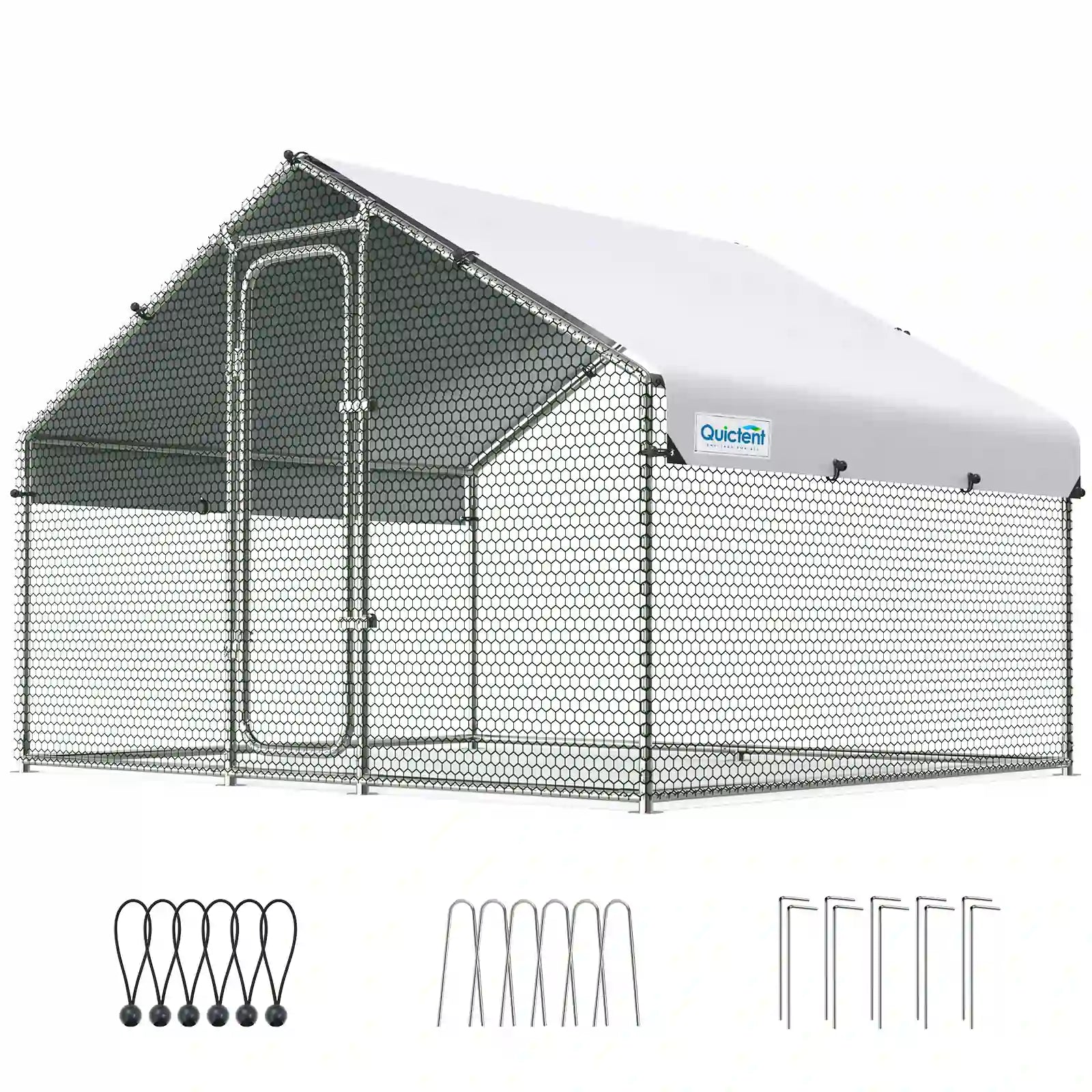 Metal Chicken Coop Run 6.5x9x6.5FT#size_6.5x9FT WireMesh-No ladder