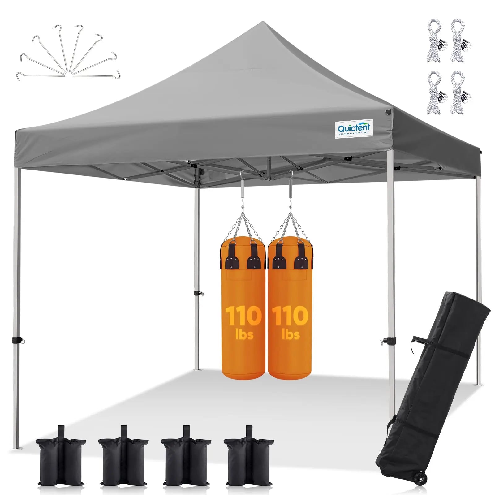 Gray Commercial Canopy 10x10#style_10x10 No Sidewall-Gray