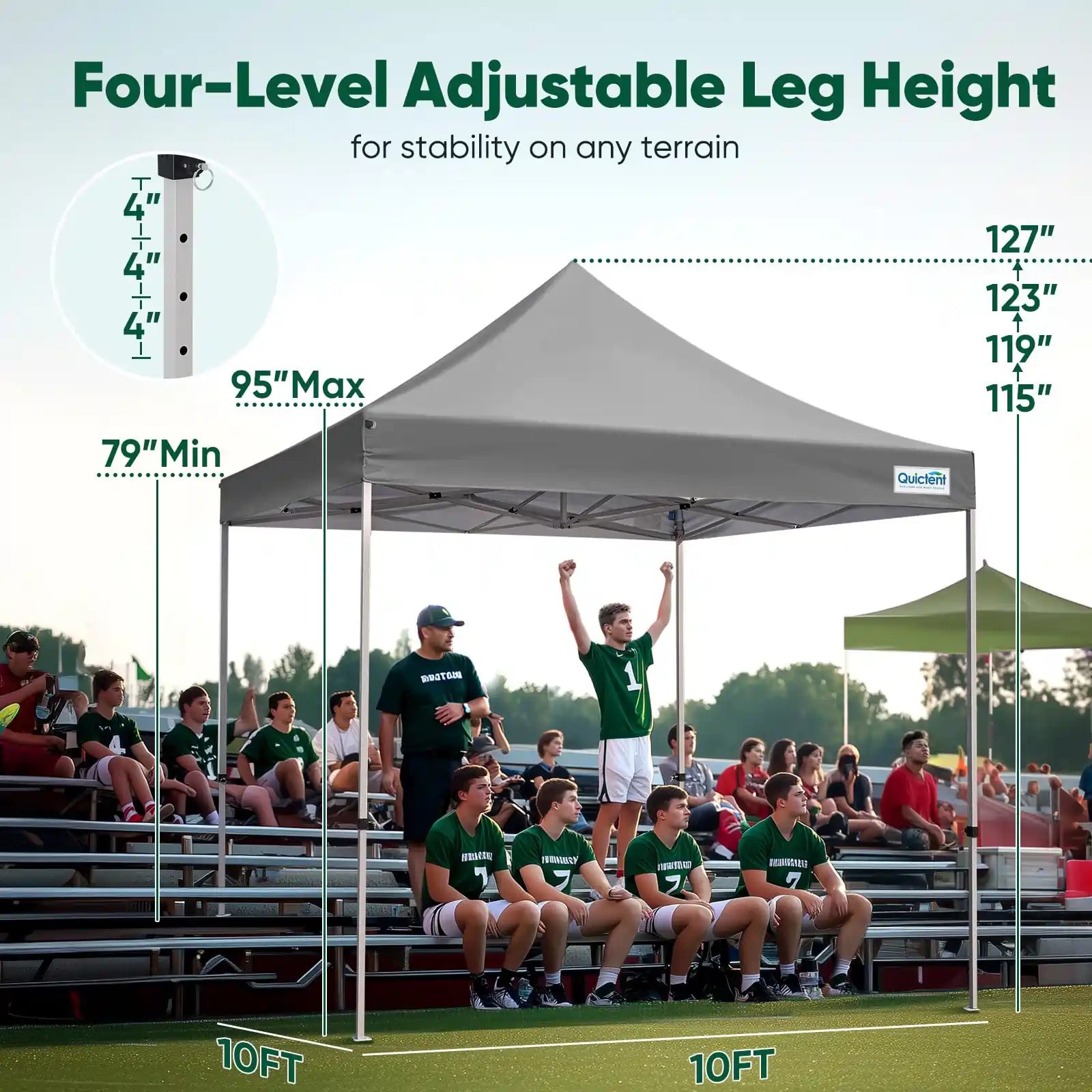 Adjustable leg height#style_10x10 No Sidewall-Gray