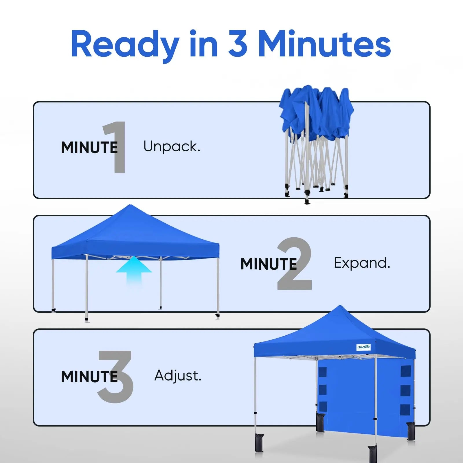 perfect for emergency shelters or trade shows#style_10x10 With 1 Sidewall-Blue