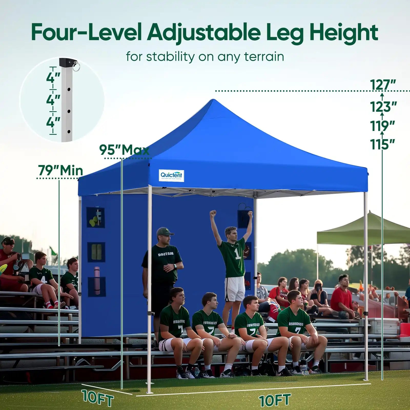 4 level adustable leg height#style_10x10 With 1 Sidewall-Blue