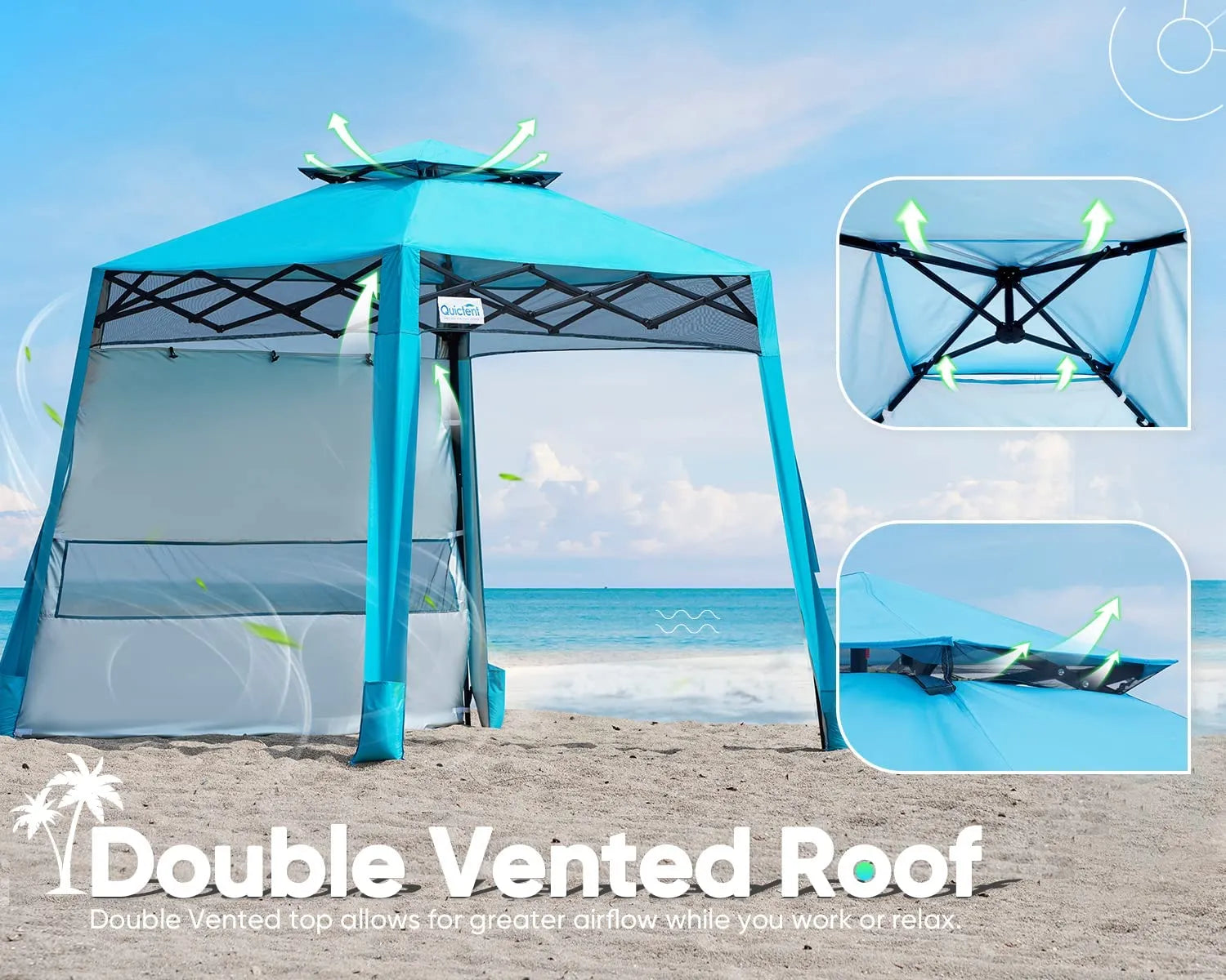 Blue Compact Portable Canopy Vent Roof